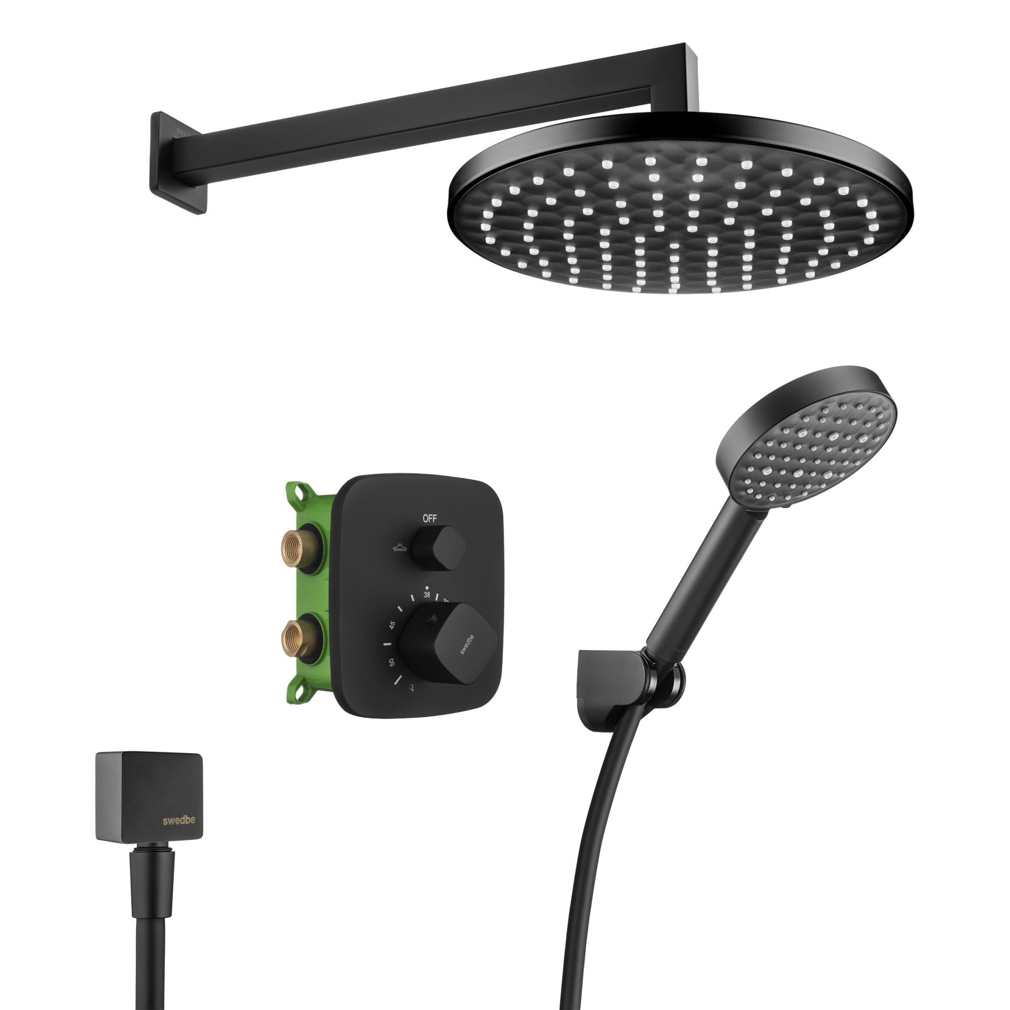 Душевой комплект Swedbe Platta 5564B со встраиваемым термостатическим смесителем (с монтажным боксом) и верхним душем