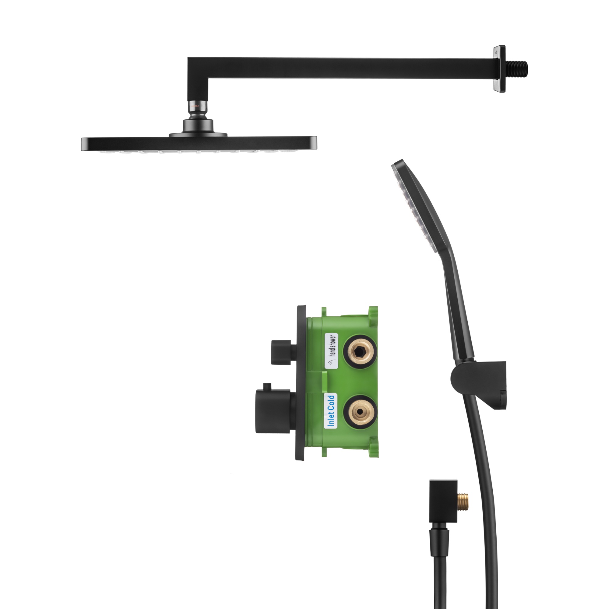 Душевой комплект со встраиваемым термостатическим смесителем (с монтажным боксом) и верхним душем Swedbe Platta 5565B