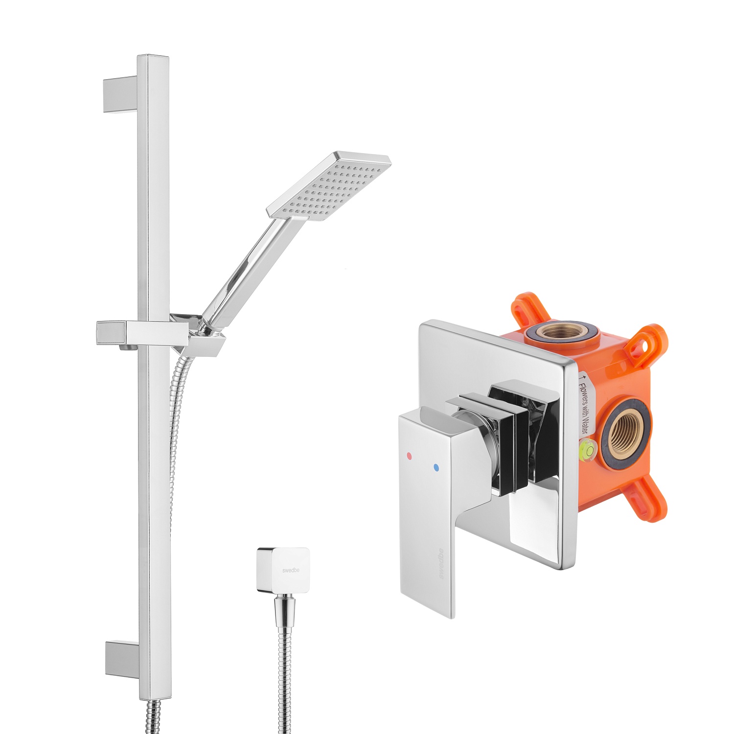 Душевой комплект со встраиваемым смесителем (с монтажным боксом) Swedbe Platta 5533