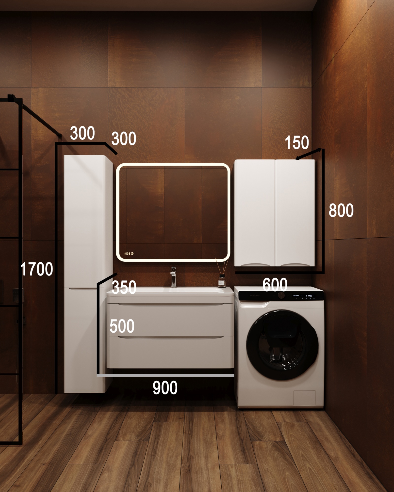 Тумба подвесная "Бергамо мини 90" (2 ящ.) Люкс антискрейтч белый, PLUS