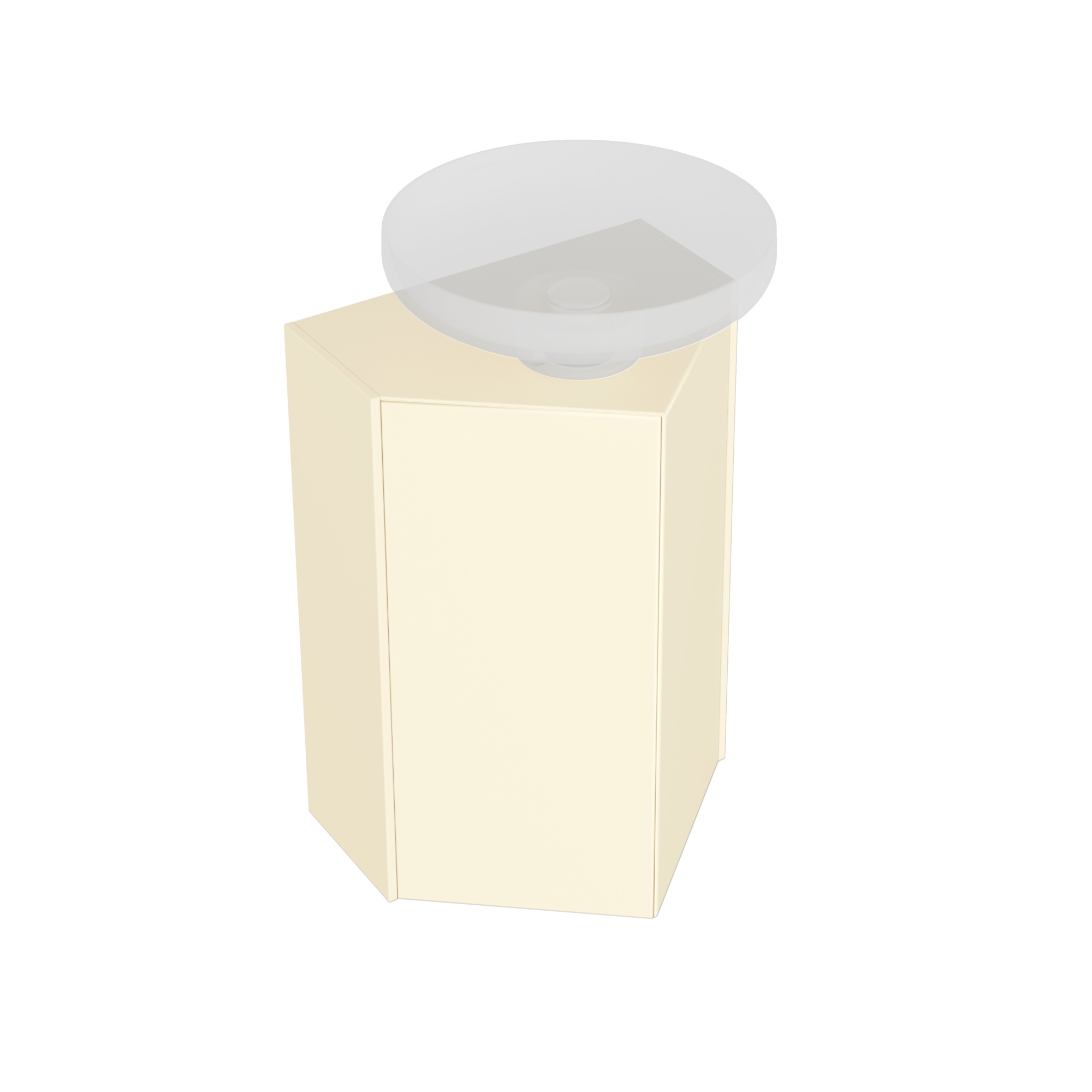 Тумба-модуль CARAVAN под раковину со столешницей без боковин, подвесная 50, push, сливочная матовая