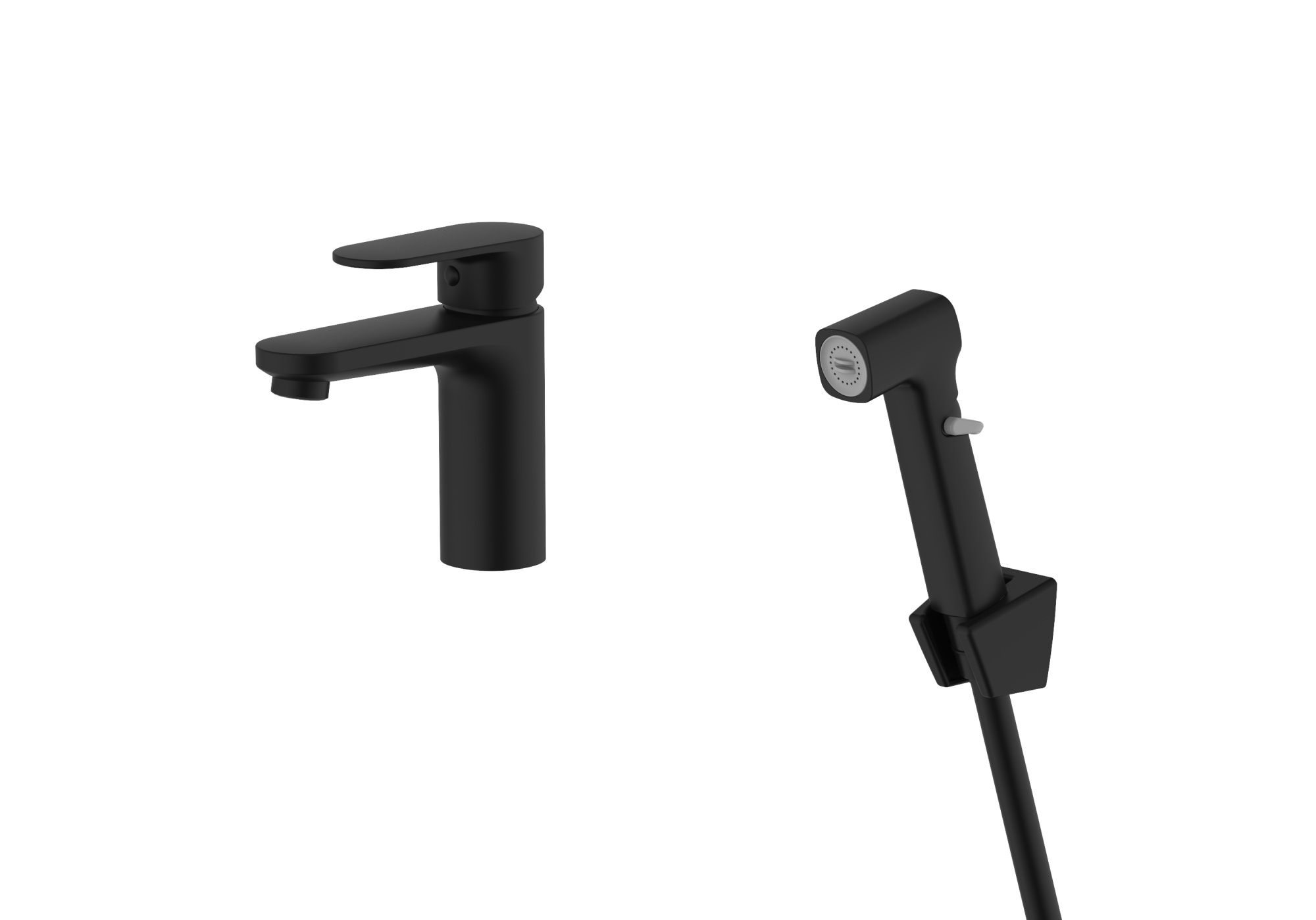 Cмеситель Aquatek НИКА  для раковины 90 без донного клапана с гигиеническим ручным душем   AQ1812MB            черный матовый