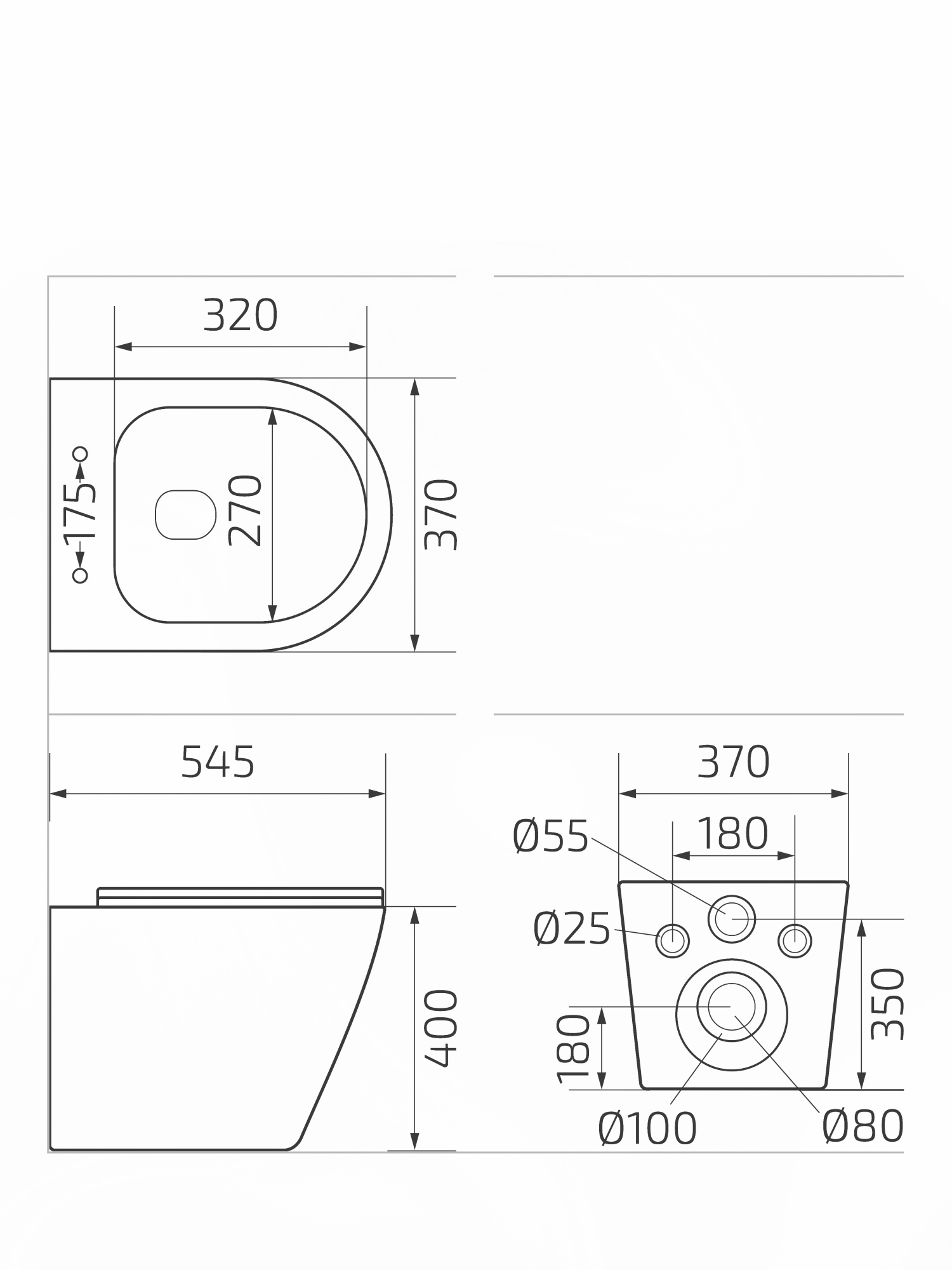 Унитаз приставной Gid TRS-263 62211Y белый 52x36x41