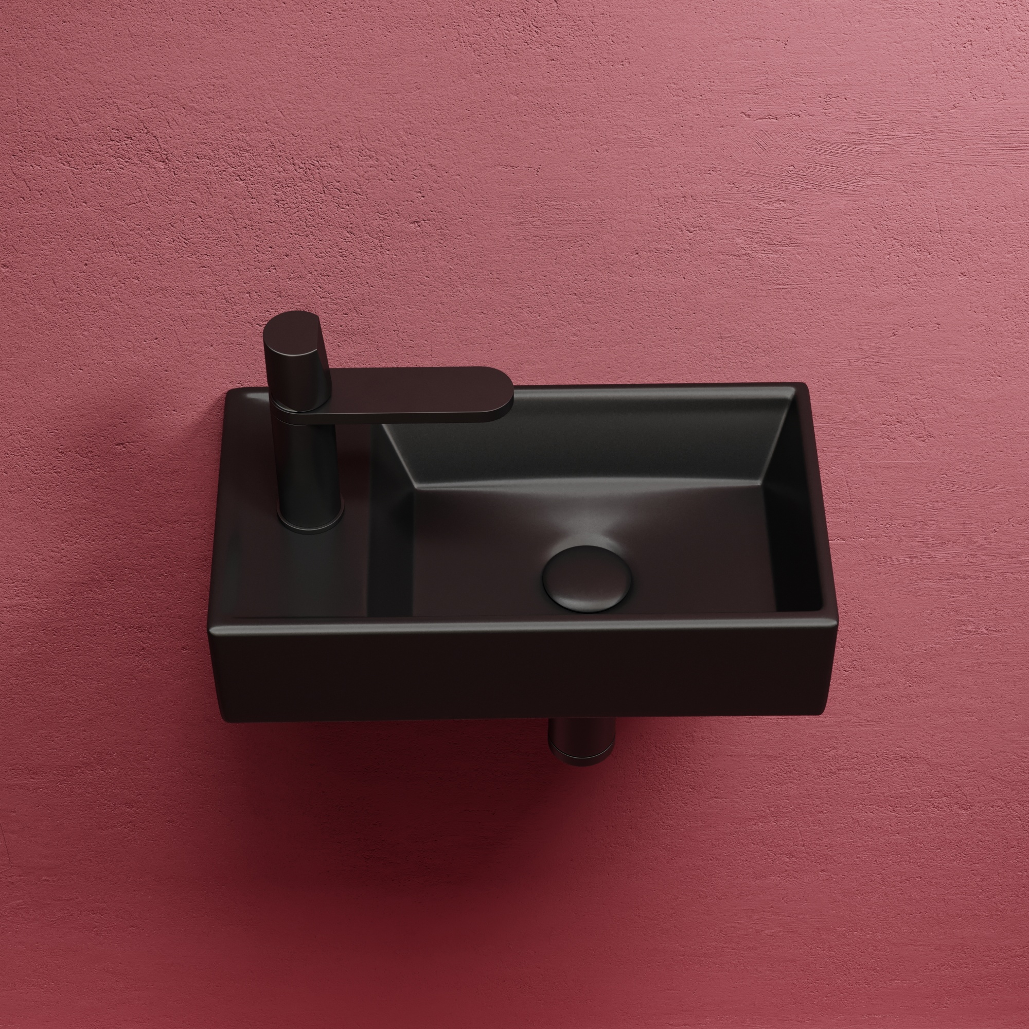 Умывальник подвесной прямоугольный (чаша справа, отверстие под смеситель слева) цвет черный матовый Element 407*217*100, CN6051RMB