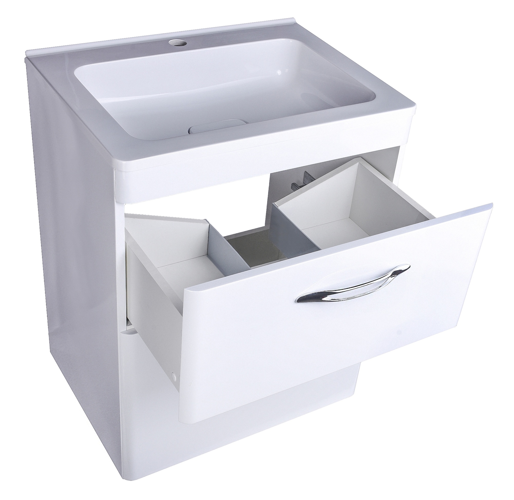 Тумба напольная "Каре 70" (2 ящ.) Люкс белая, PLUS