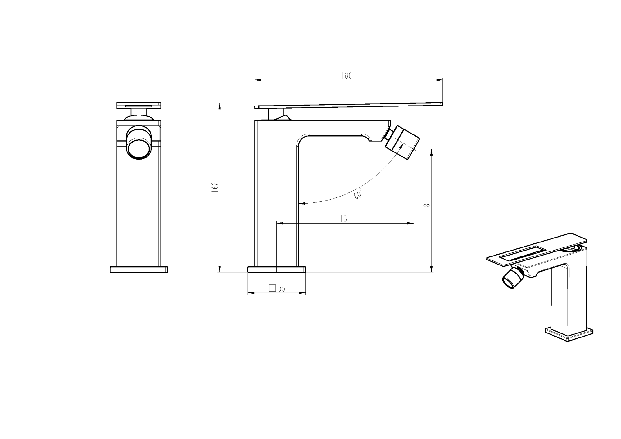 Смеситель Q для биде WhiteChrome
