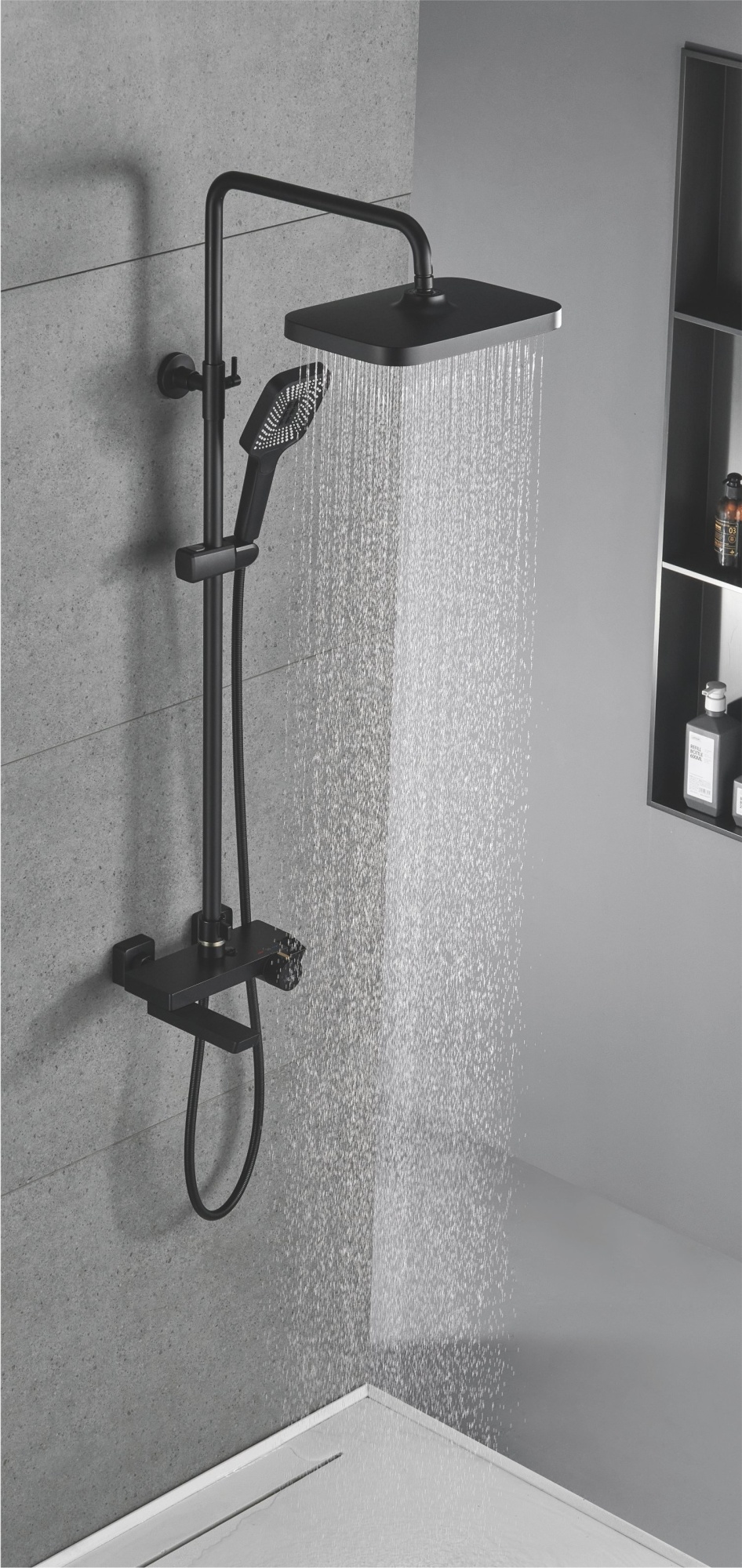 Душевая система с термостатом Rose R1896H, черный