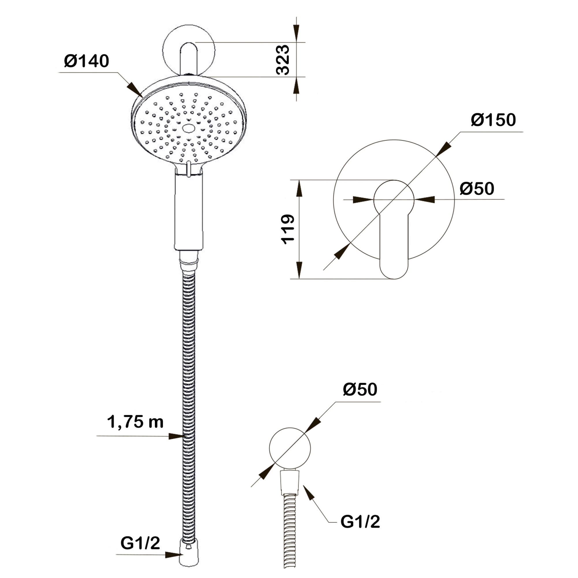 Душевой комплект Swedbe Platta 5530 с магнитным держателем со встраиваемым смесителем (с монтажным боксом)