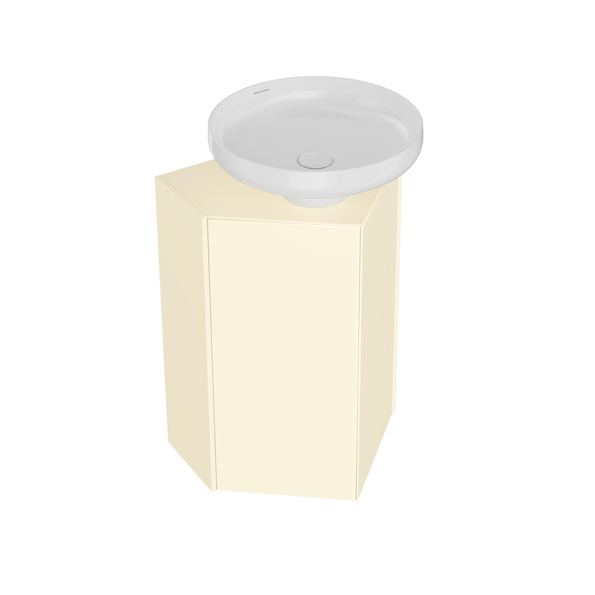 Тумба-модуль CARAVAN под раковину со столешницей без боковин, подвесная 50, push, сливочная матовая