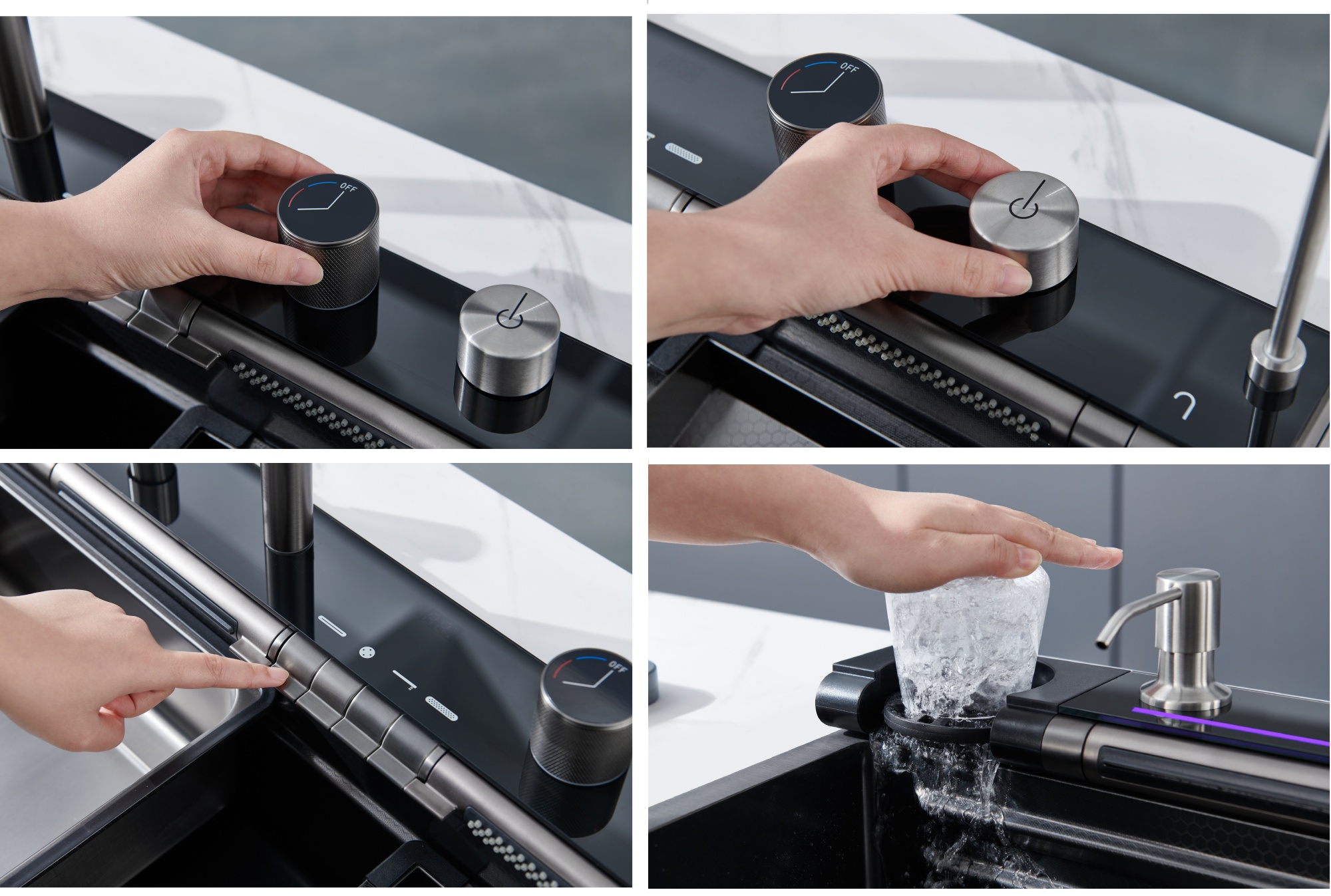 Многофункциональная мойка GLORIA Pro nano black (серая) из нержавеющей стали, кухонная (750х460х230) Ceruttispa