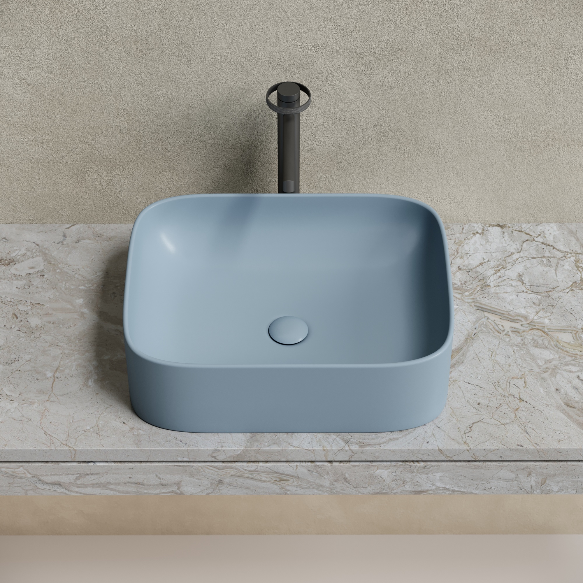 Умывальник чаша накладная прямоугольная (цвет Серо-Голубой Матовый) Element 505*380*150мм, CN6052MHL