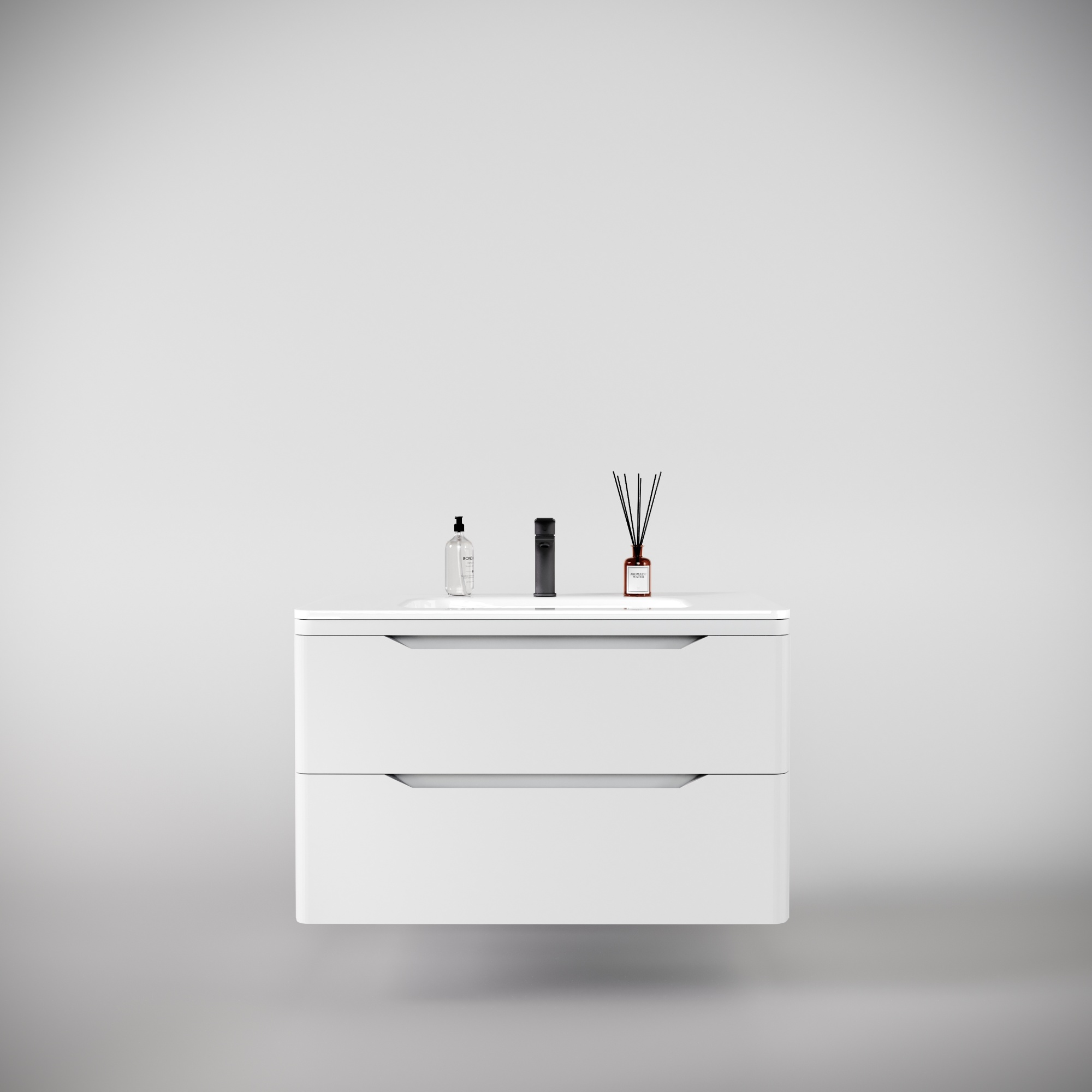 Тумба подвесная "Марелла 90" (2 ящ.) Люкс антискрейтч белый матовый, PLUS