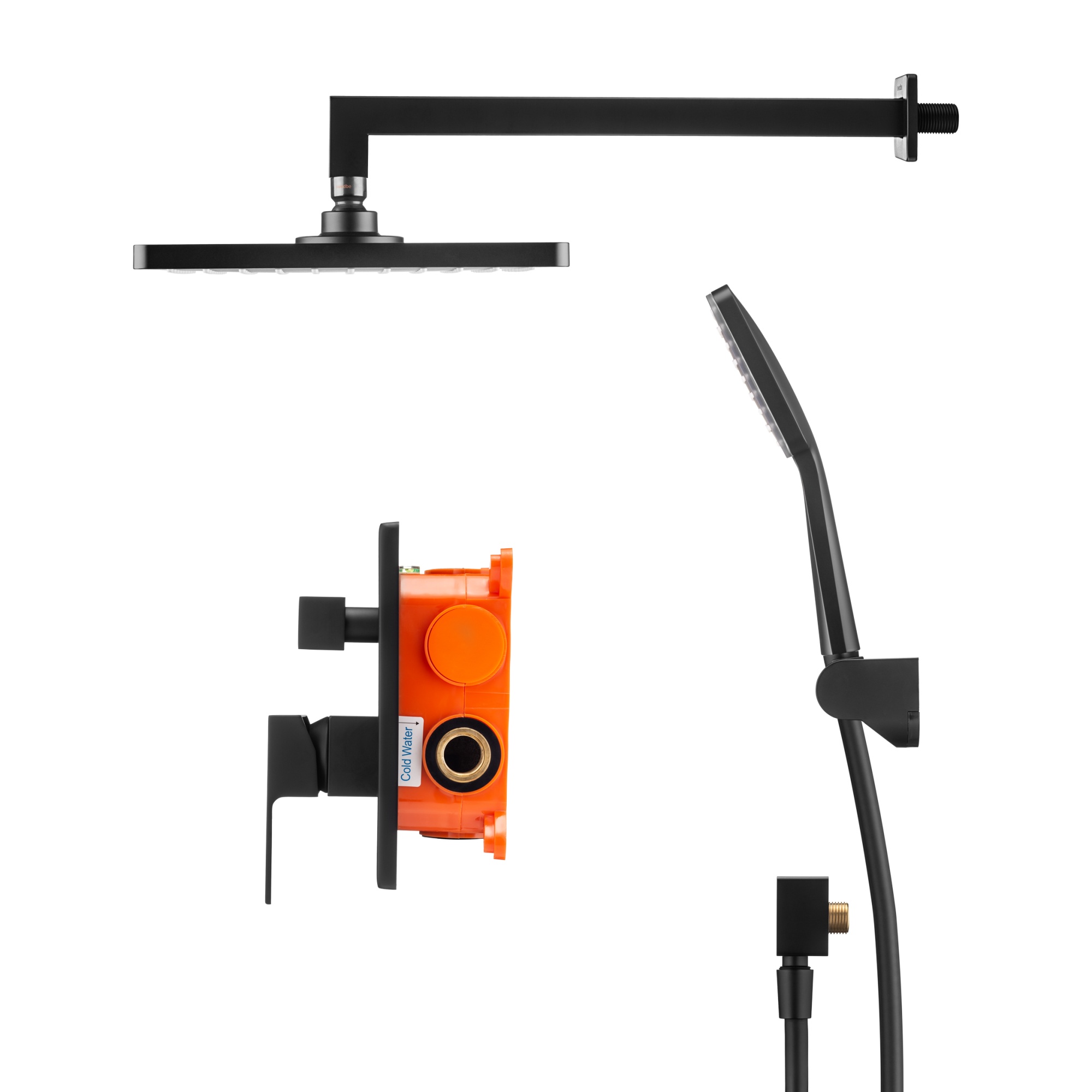 Душевой комплект со встраиваемым смесителем с монтажным боксом и верхним душем Swedbe Platta 5555B