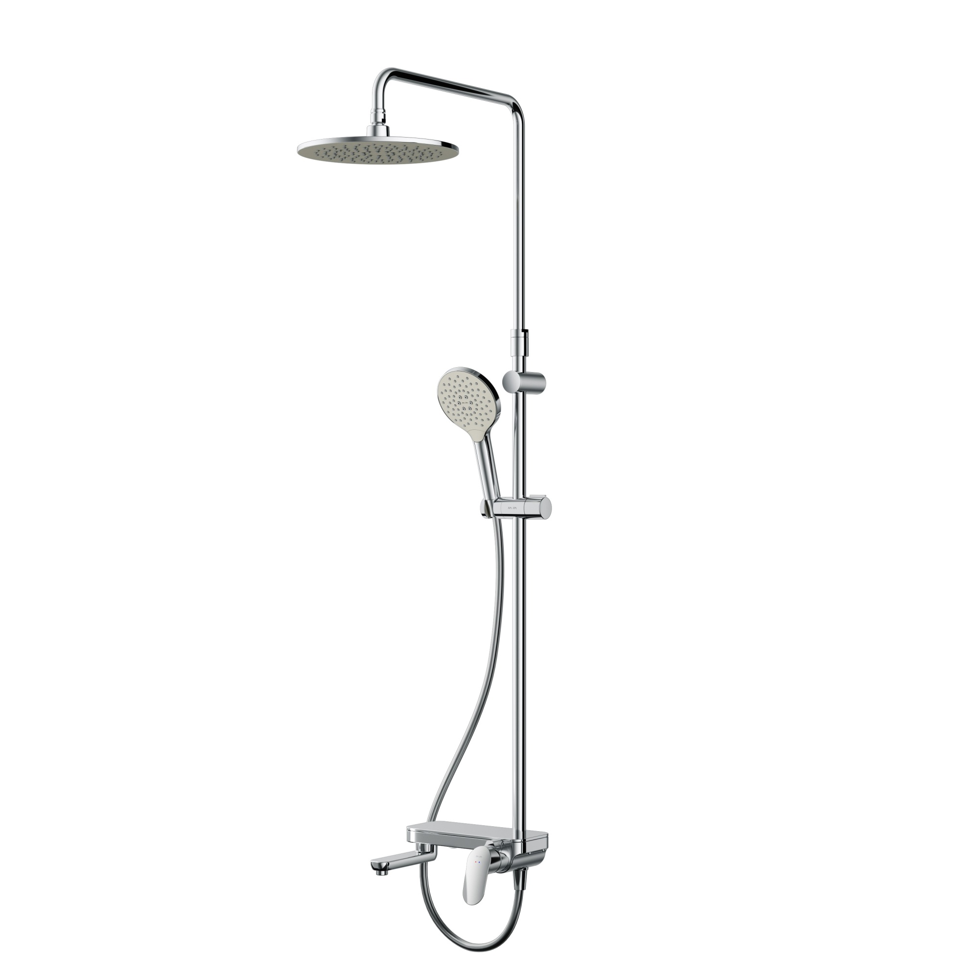F0780700 Like, душ.система: см-ль-полка д/ванны/душа, душ.штанга 1030-1460мм, верхний душ 220 мм, ру