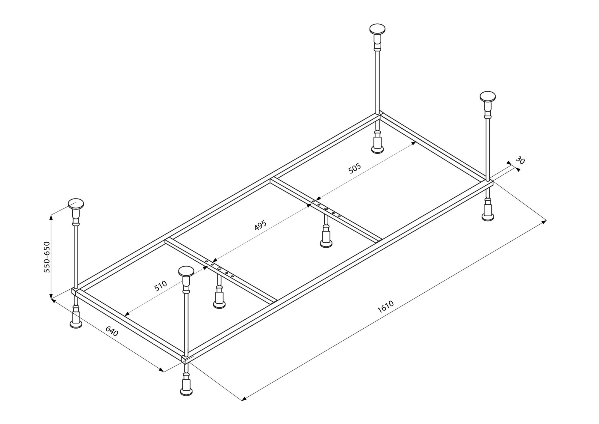 Veedi Каркас для ванны 170х70 в комплекте с крепежами