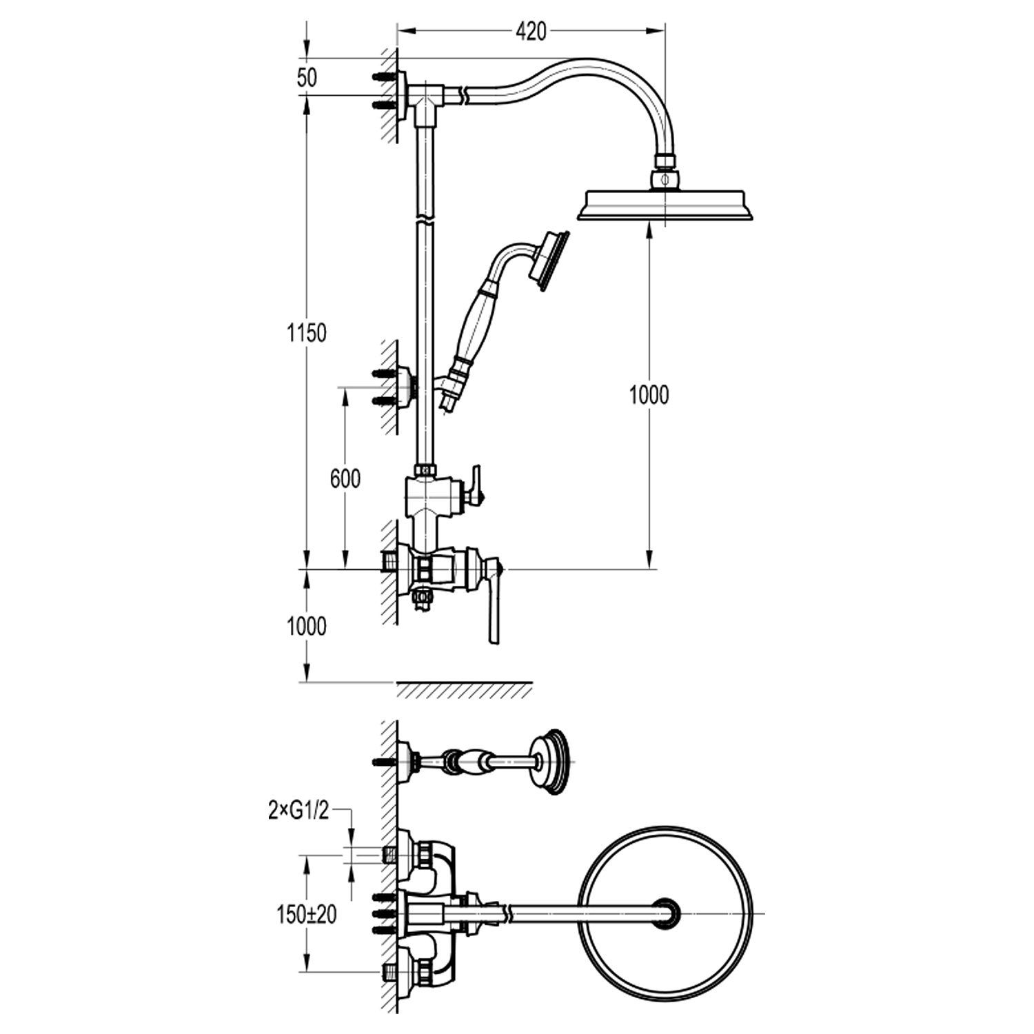 Семейный душ со смесителем Swedbe Terracotta Art 2511