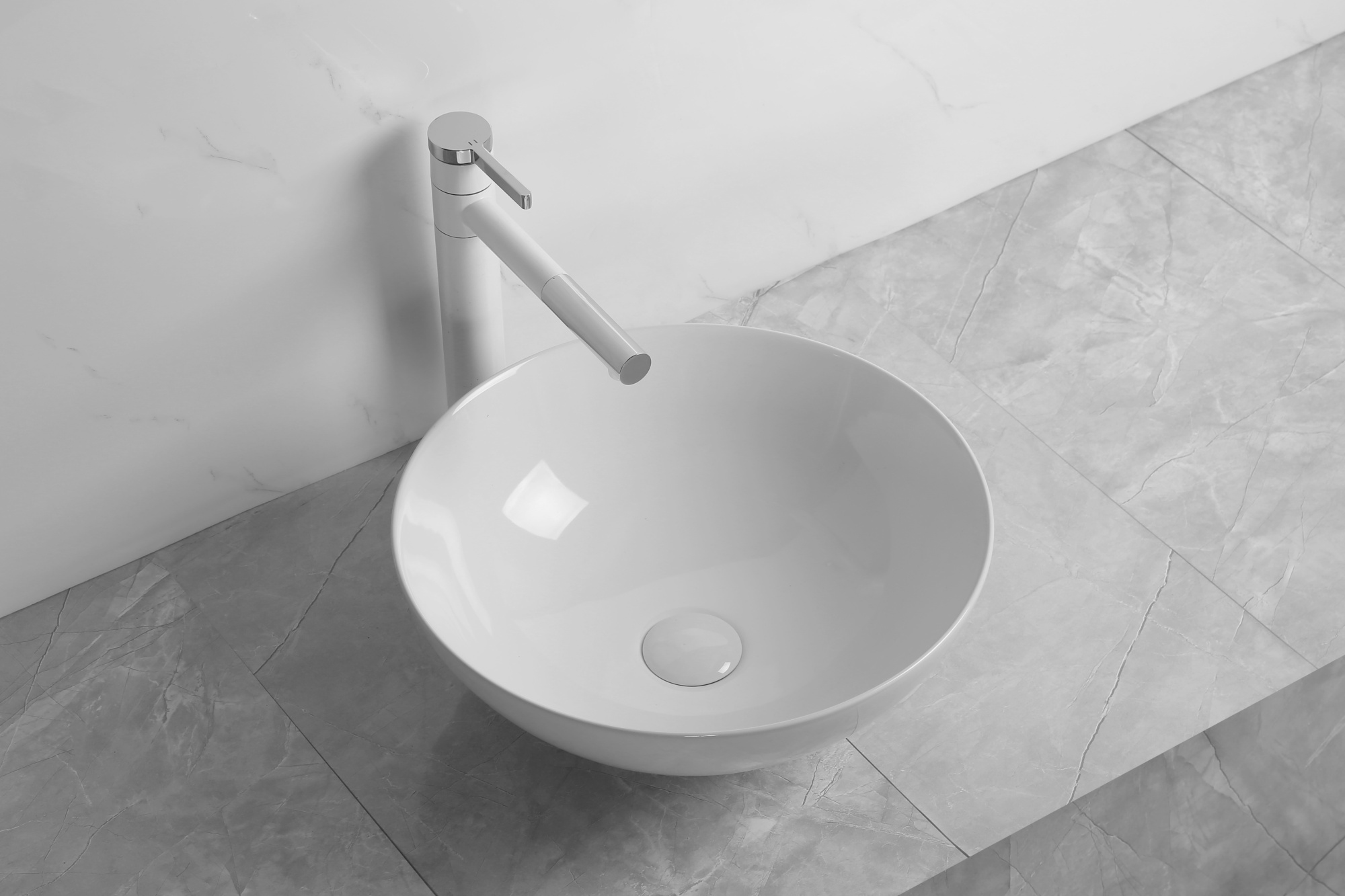 Раковина CR3301GW накладная, белая, круглая, 400х400х140 Ceruttispa