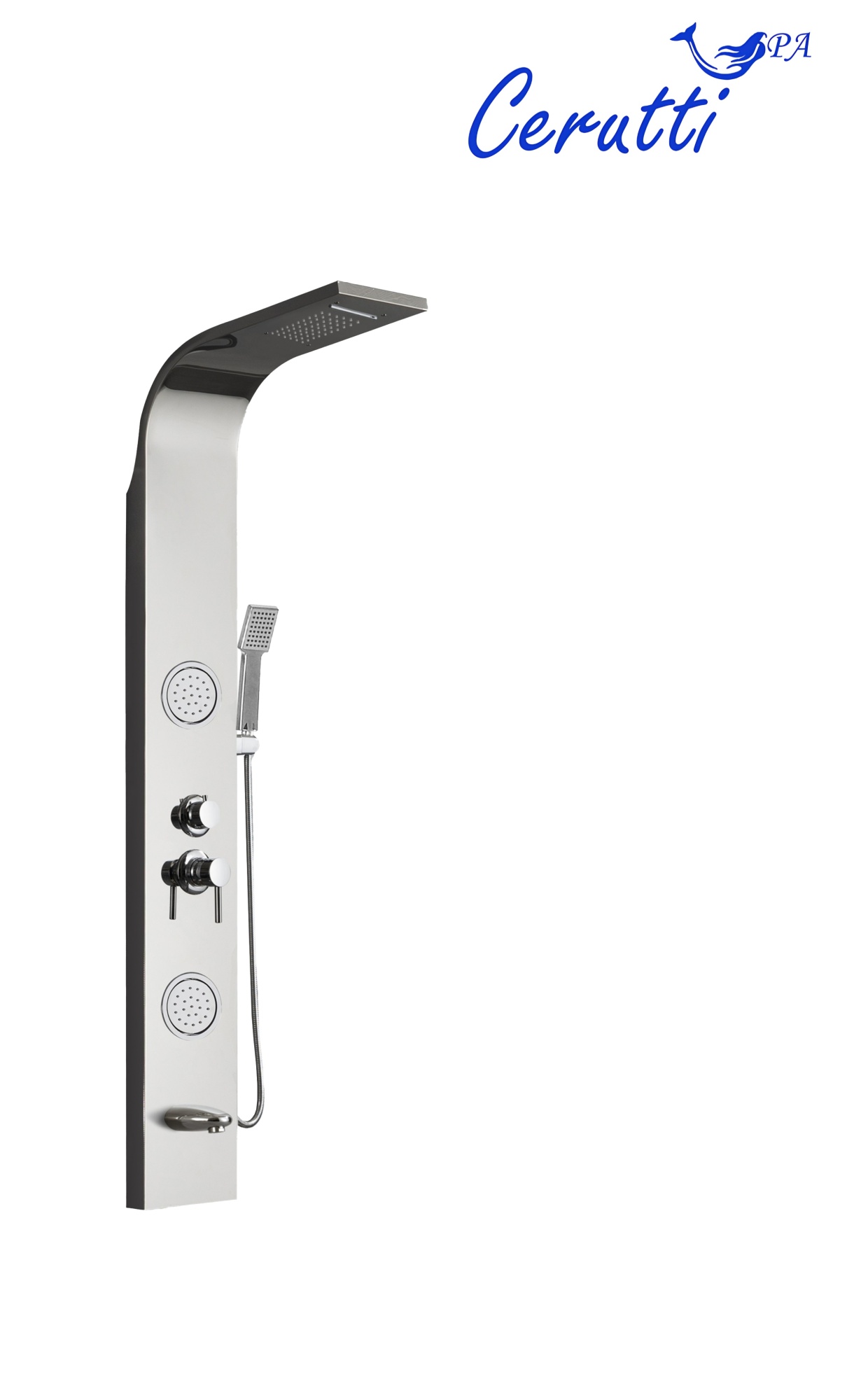 Панель TWIN S душевая из нержавеющей стали с форсунками Ceruttispa CT9987, цвет серебро