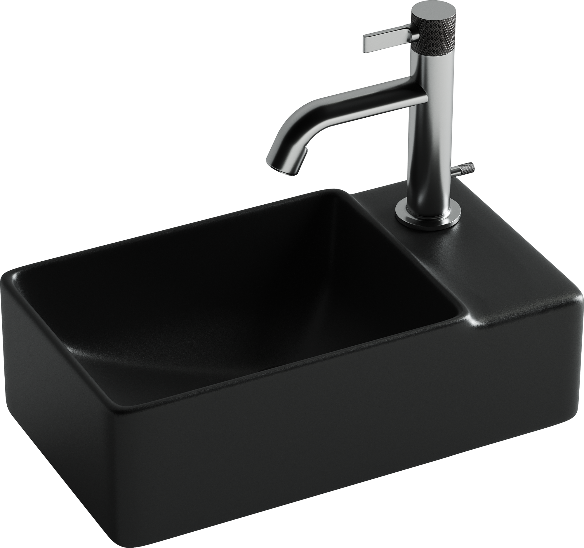 Умывальник подвесной прямоугольный (чаша слева, отверстие под смеситель справа) цвет черный матовый Element 395*220*125мм, CN5045MB