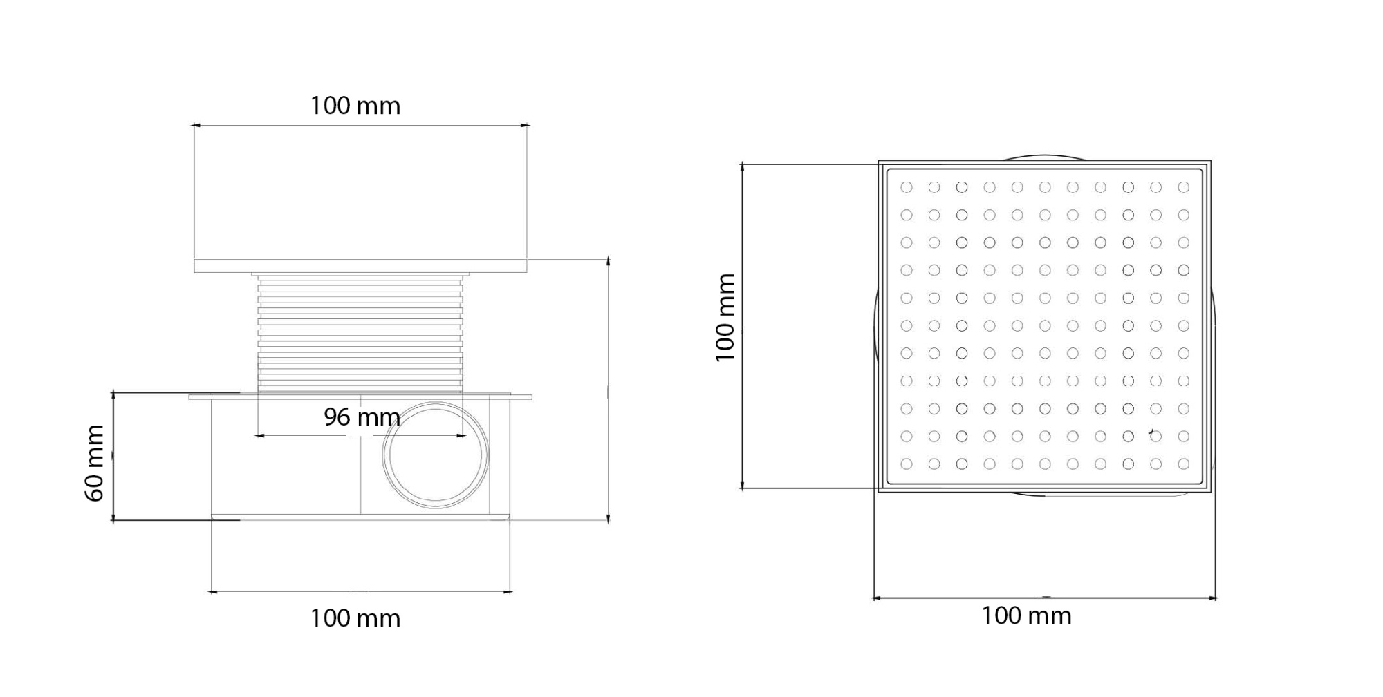 Душевой трап SMART DESIGN 10x10 cm, нерж.сталь ХРОМ