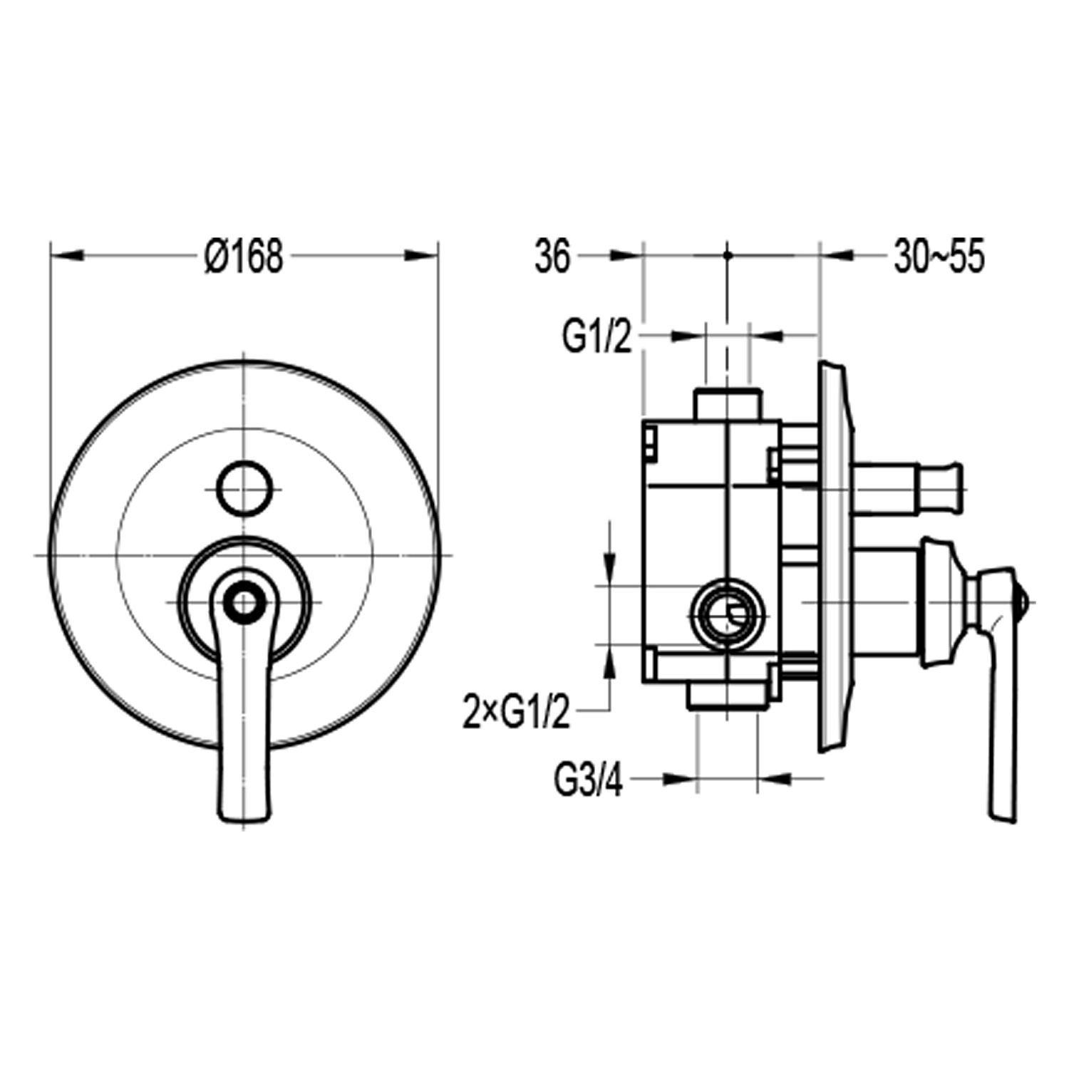 Смеситель встраиваемый подключение на 2 выхода Swedbe Terracotta Art 2517