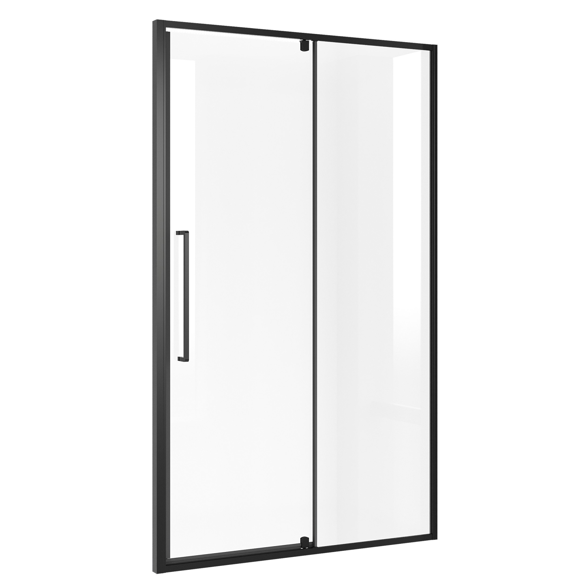 Дверь в нишу NG-85-11AB (110*195) черный матовый, стекло прозрачное