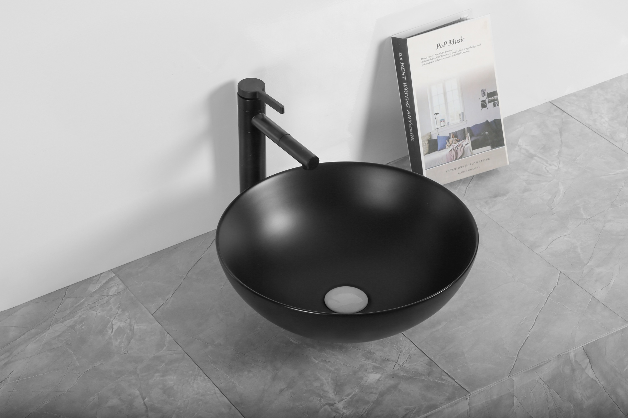 Раковина CR3301MB накладная, чёрная матовая, круглая, 400х400х140 Ceruttispa