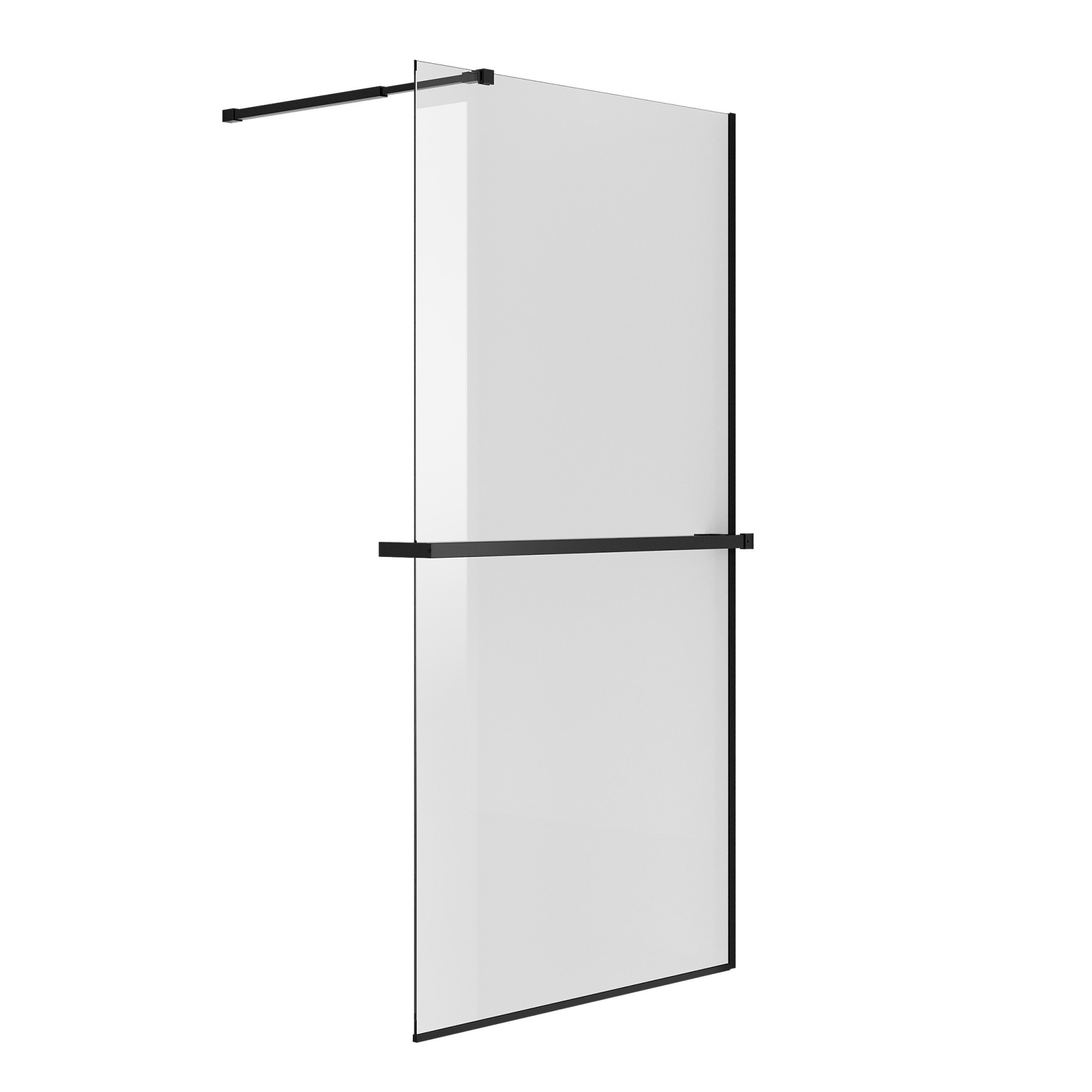 Душевая перегородка NG-670-10ВLACK (100*195) черный матовый, стекло прозрачное