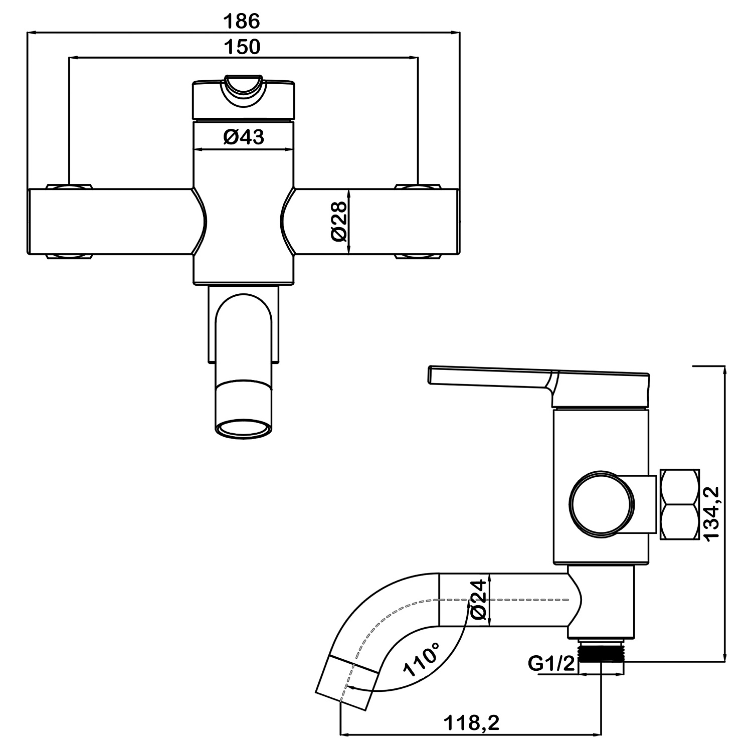 Смеситель для ванны с поворотным изливом Swedbe Diana 1030B