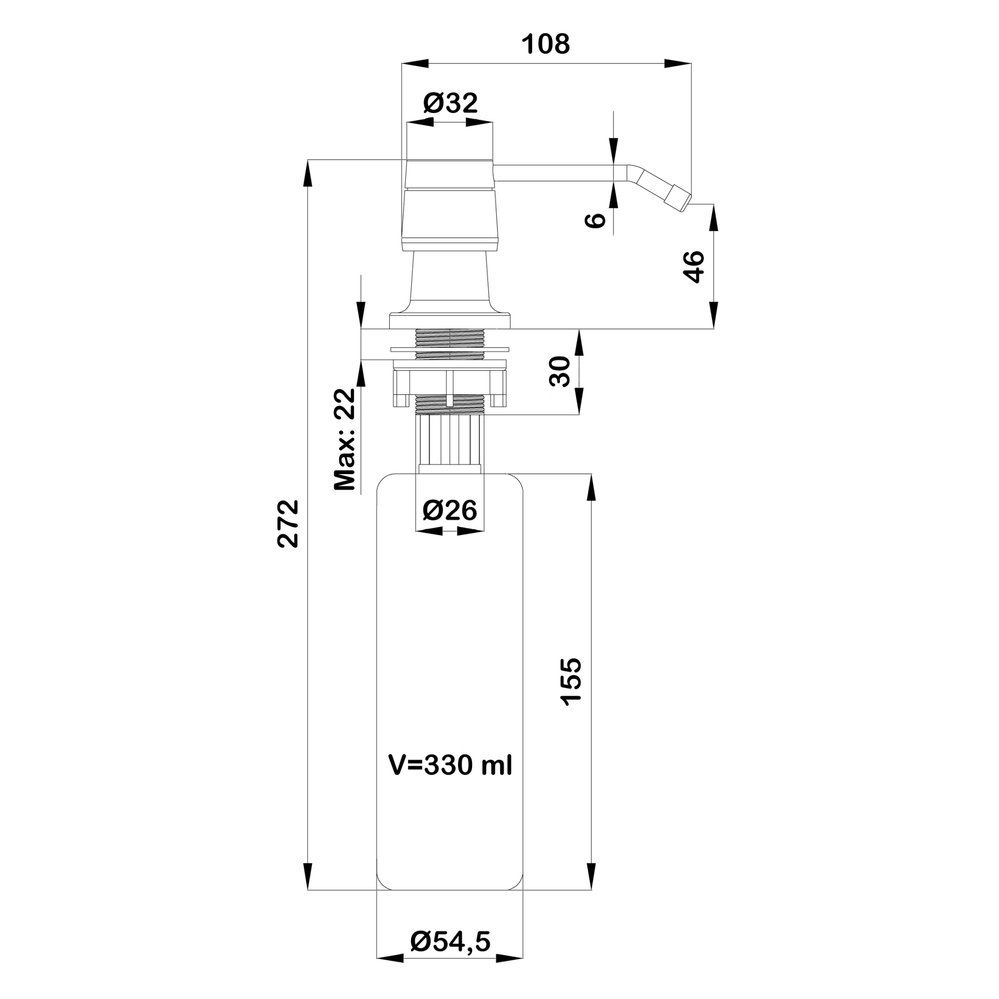 Встраиваемый дозатор для мыла Swedbe Selene 0101
