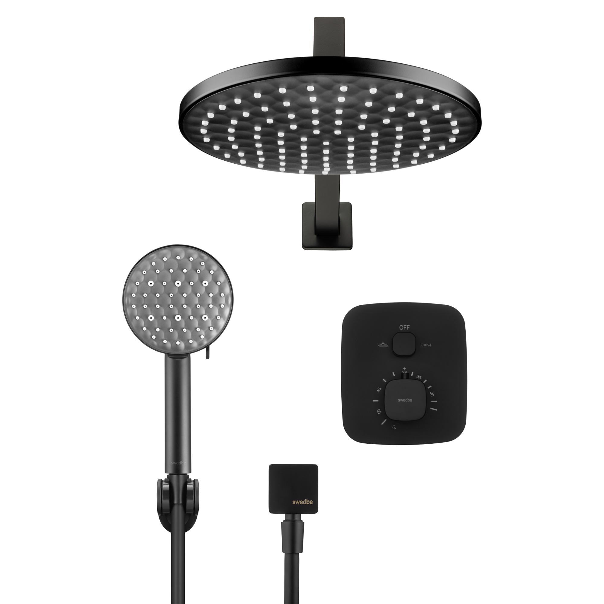 Душевой комплект Swedbe Platta 5564B со встраиваемым термостатическим смесителем (с монтажным боксом) и верхним душем
