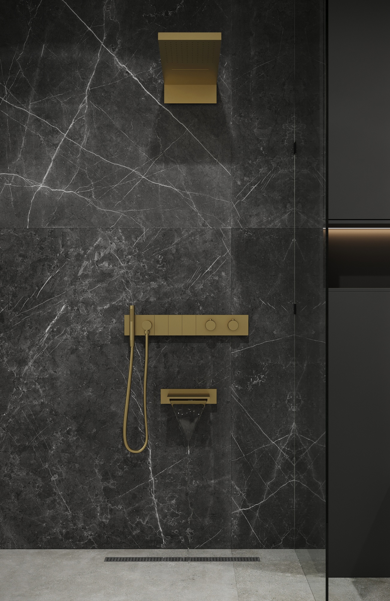 Встроенная душевая система  ZODIAC с термостатом, трехпозиционная MATT WHITE