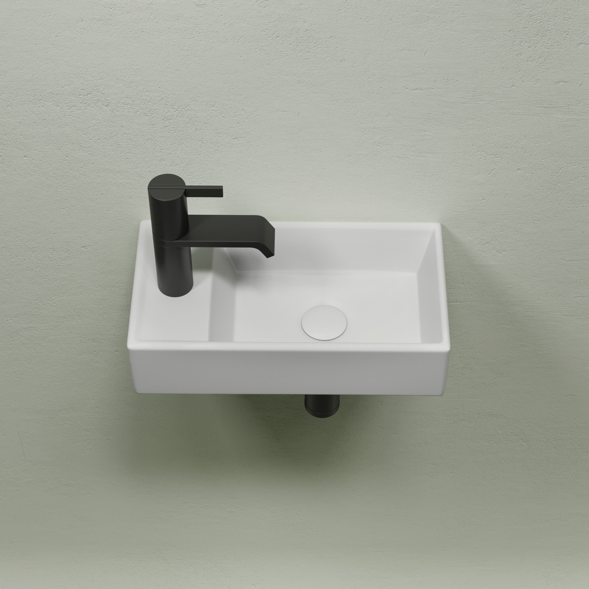 Умывальник подвесной прямоугольный (чаша справа, отверстие под смеситель слева) цвет белый матовый Element 407*217*100, CN6051RMW