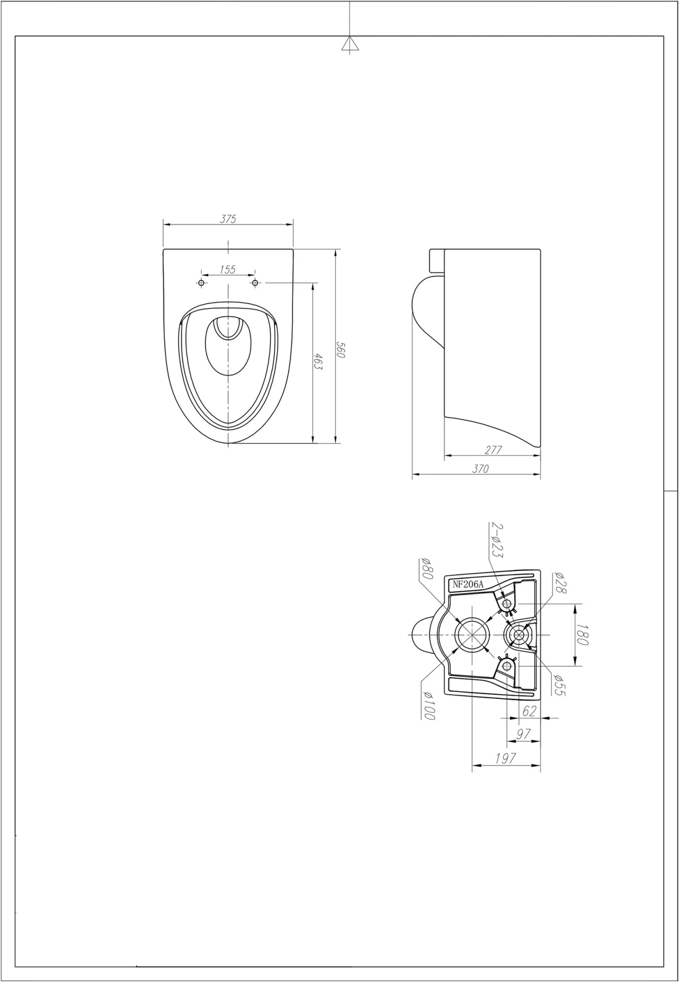 Унитаз подвесной ARROW AHB2106H, безободковый, белый