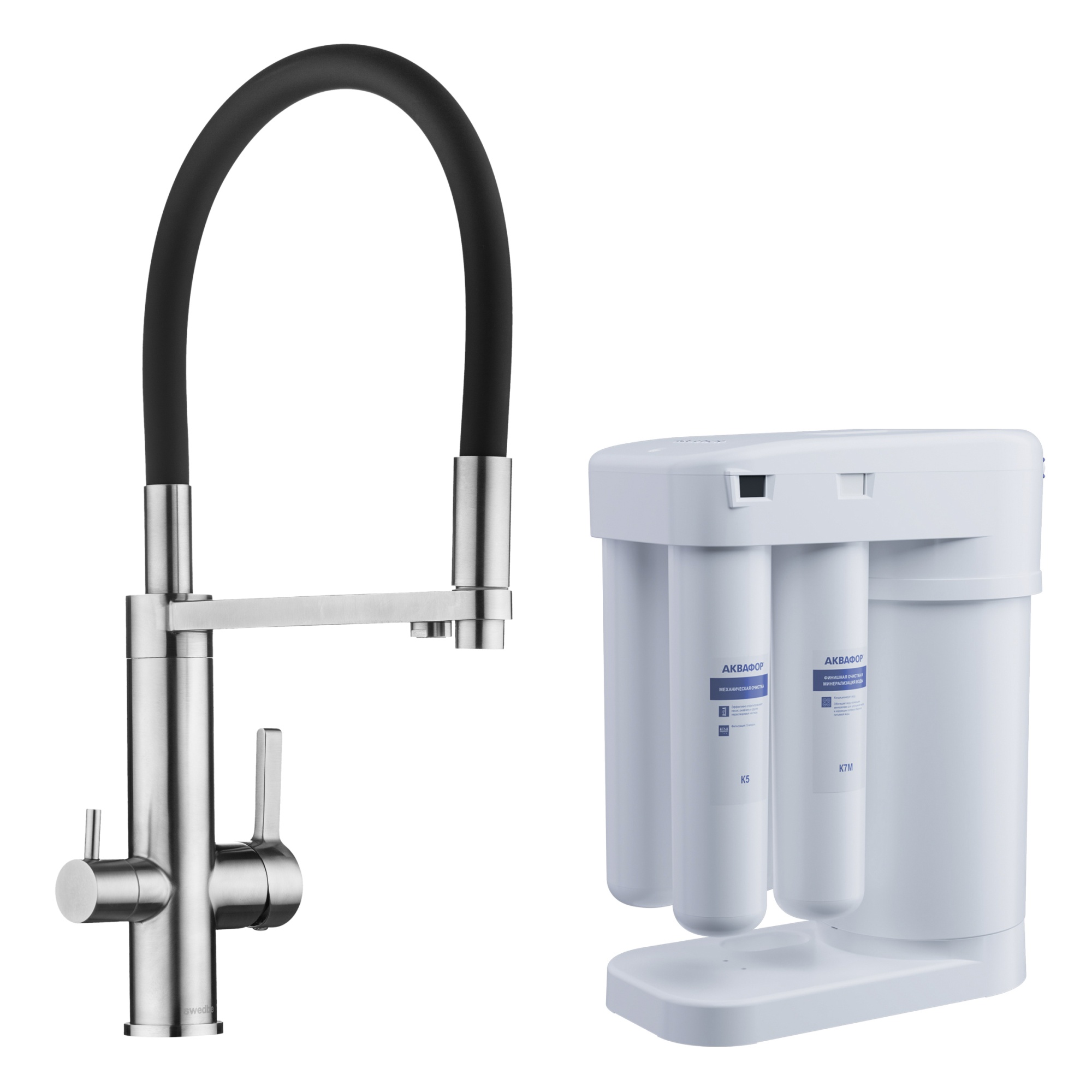 Смеситель для кухни в комплекте с фильтром Аквафор Морион (две упаковки) Swedbe Selene Plus 8440M