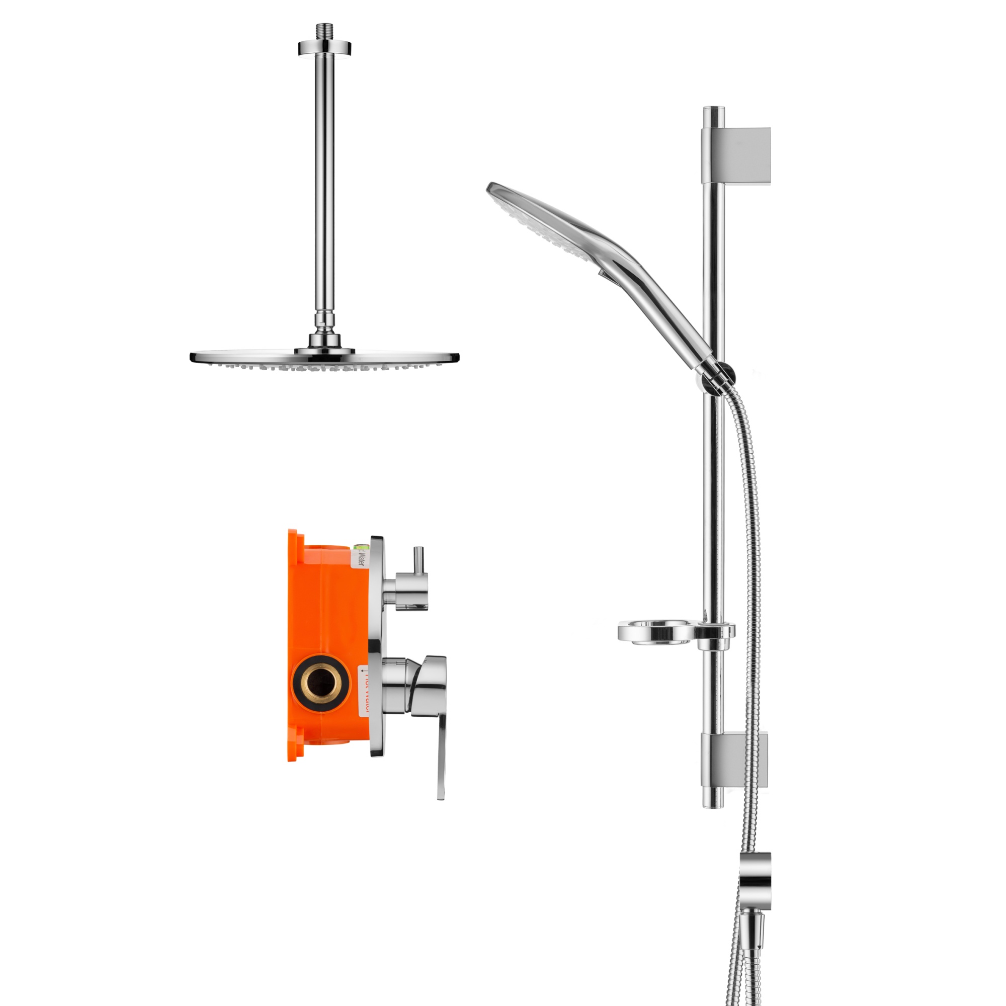 Душевой комплект со встраиваемым смесителем (с монтажным боксом) и верхним душем Swedbe Platta 5537