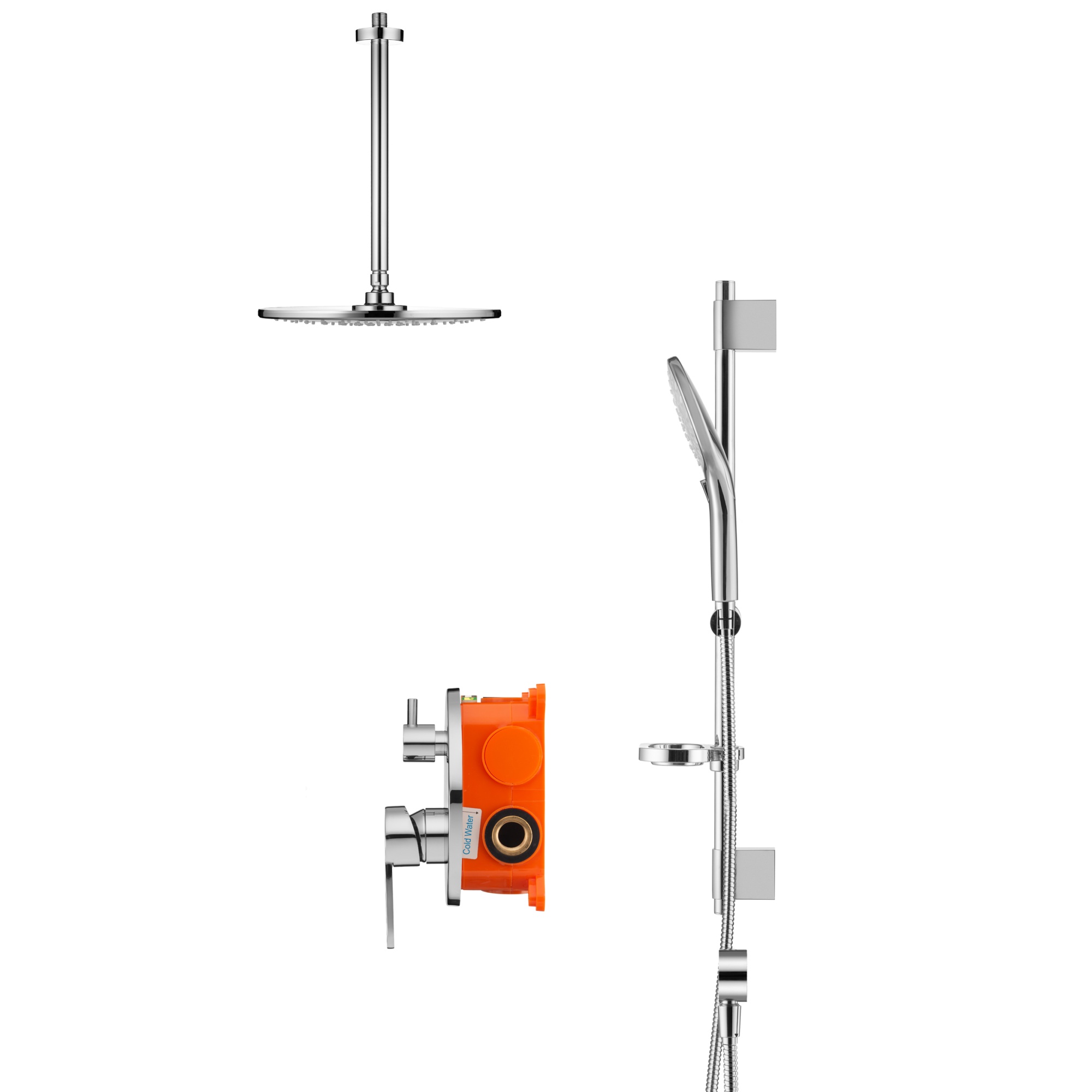 Душевой комплект со встраиваемым смесителем (с монтажным боксом) и верхним душем Swedbe Platta 5537