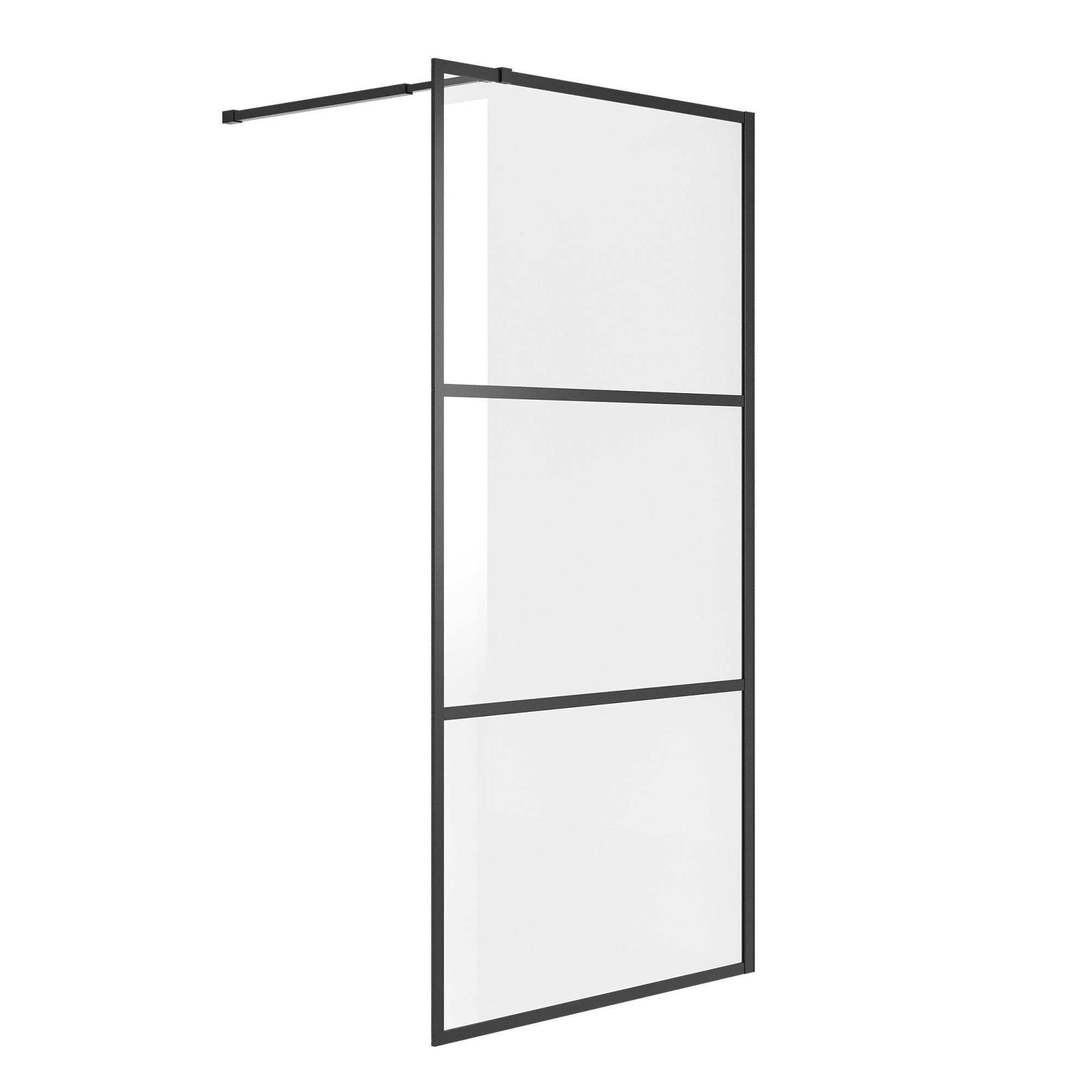 Душевая перегородка NG-688-12BLACK (120*195) черный матовый, стекло прозрачное с рисунком