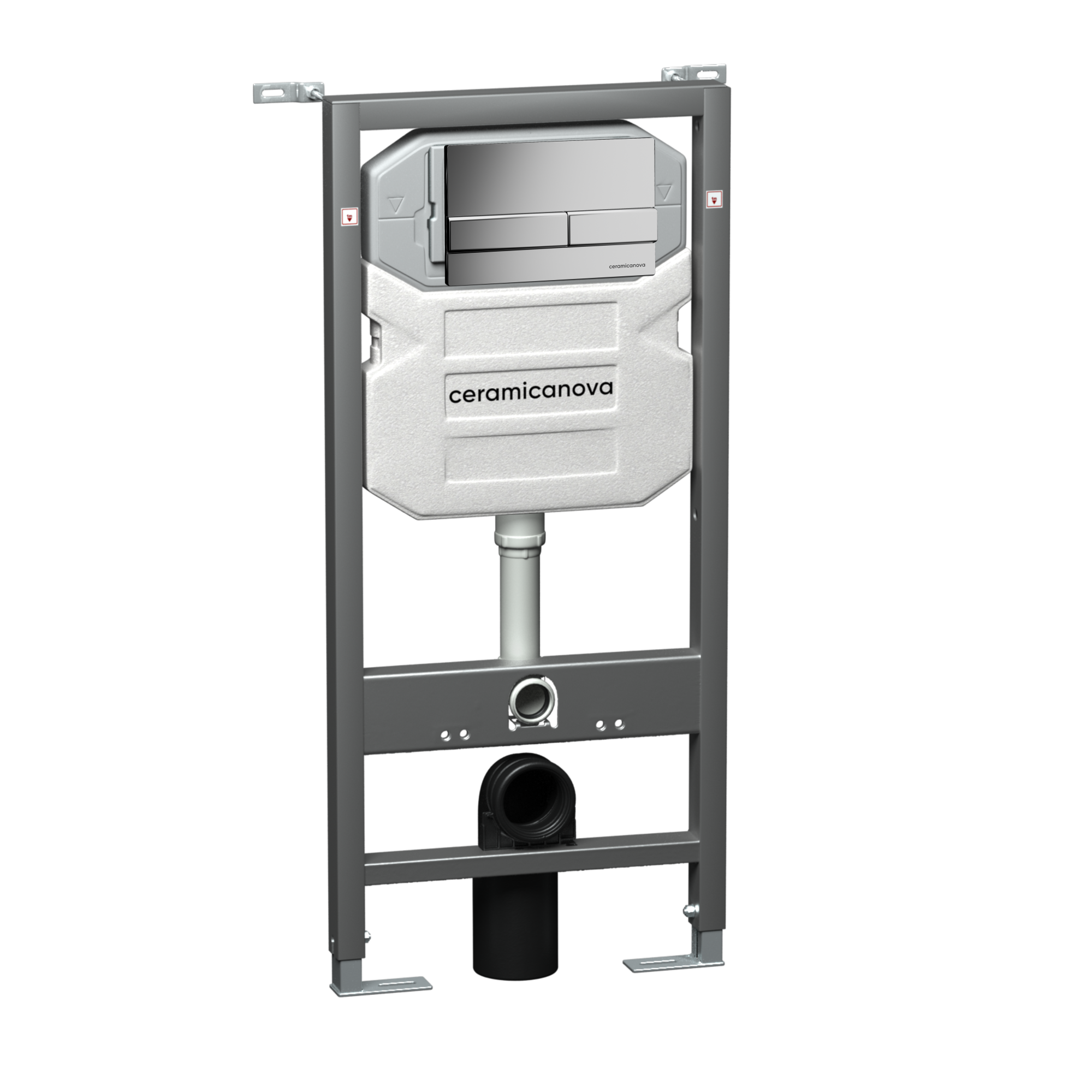 Система инсталляции для унитазов CERAMICANOVA Envision с кнопкой смыва Flat цвет хром матовый, креплениями, CN1002M