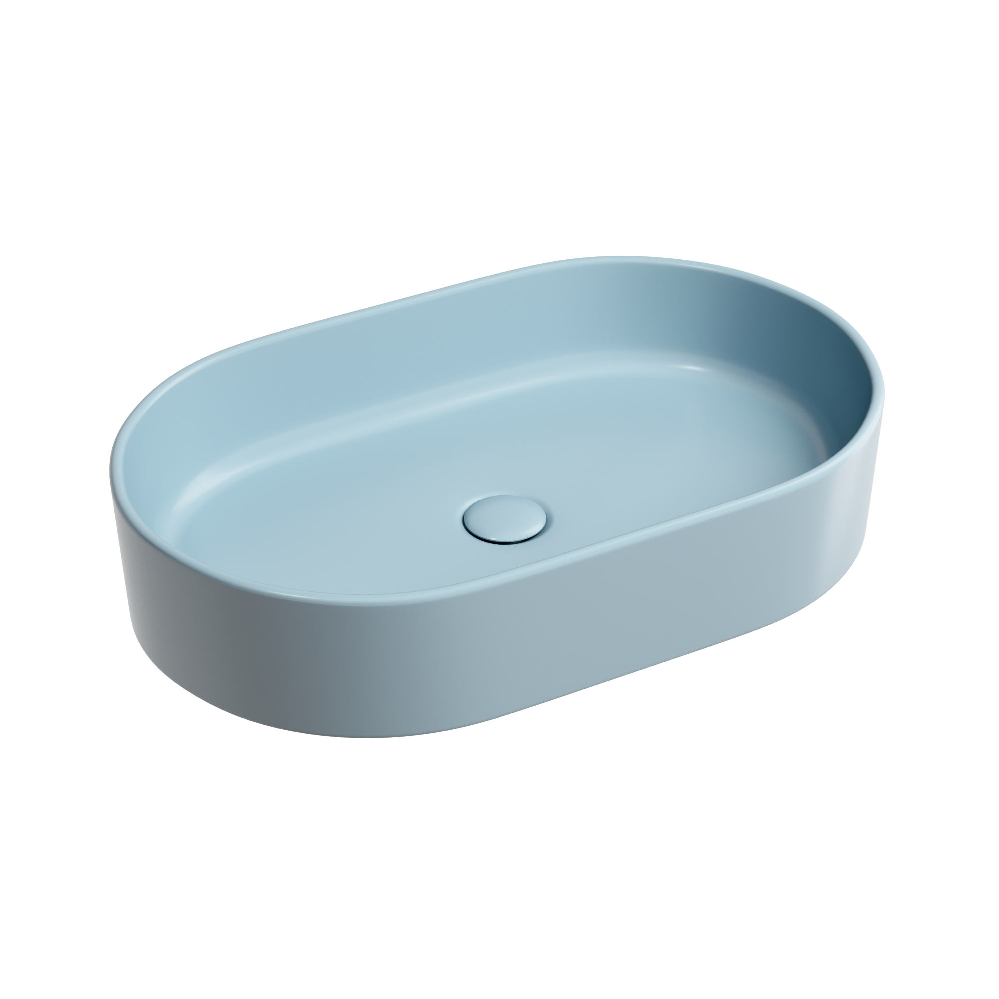 Умывальник чаша накладная овальная (цвет Голубой Матовый) Element 608*385*122мм, CN6048ML