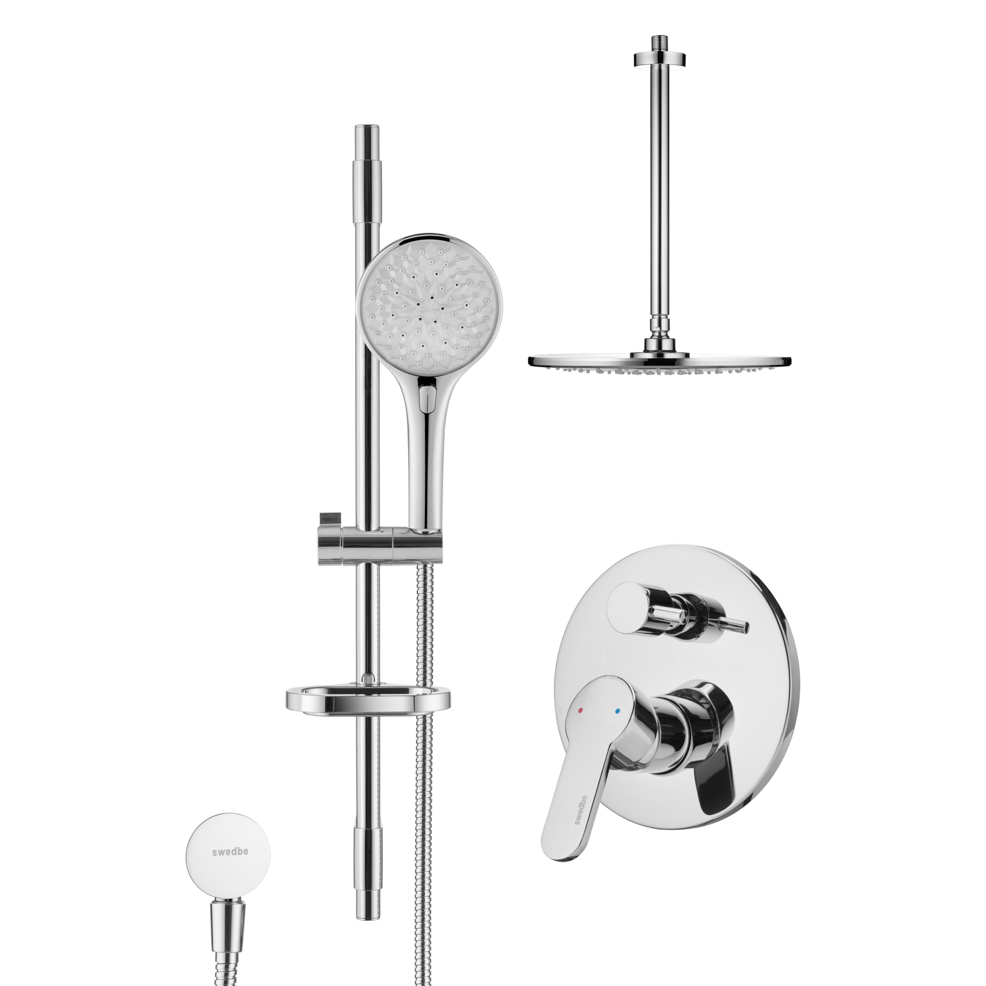Душевой комплект со встраиваемым смесителем (с монтажным боксом) и верхним душем Swedbe Platta 5537