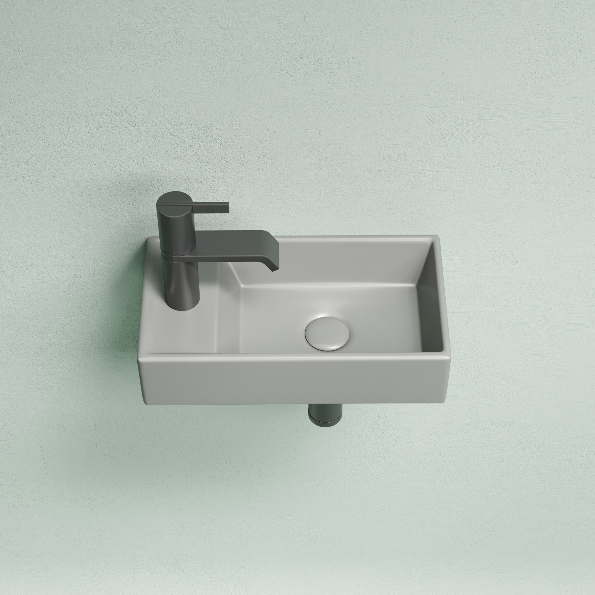 Умывальник подвесной прямоугольный (чаша справа, отверстие под смеситель слева) цвет антрацит матовый Element 407*217*100, CN6051RMH