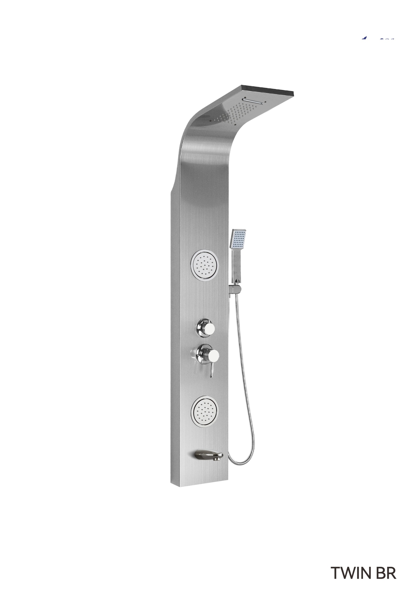 Панель TWIN BR душевая из нержавеющей стали с форсунками Ceruttispa CT9988, цвет матовая нержавеющая сталь