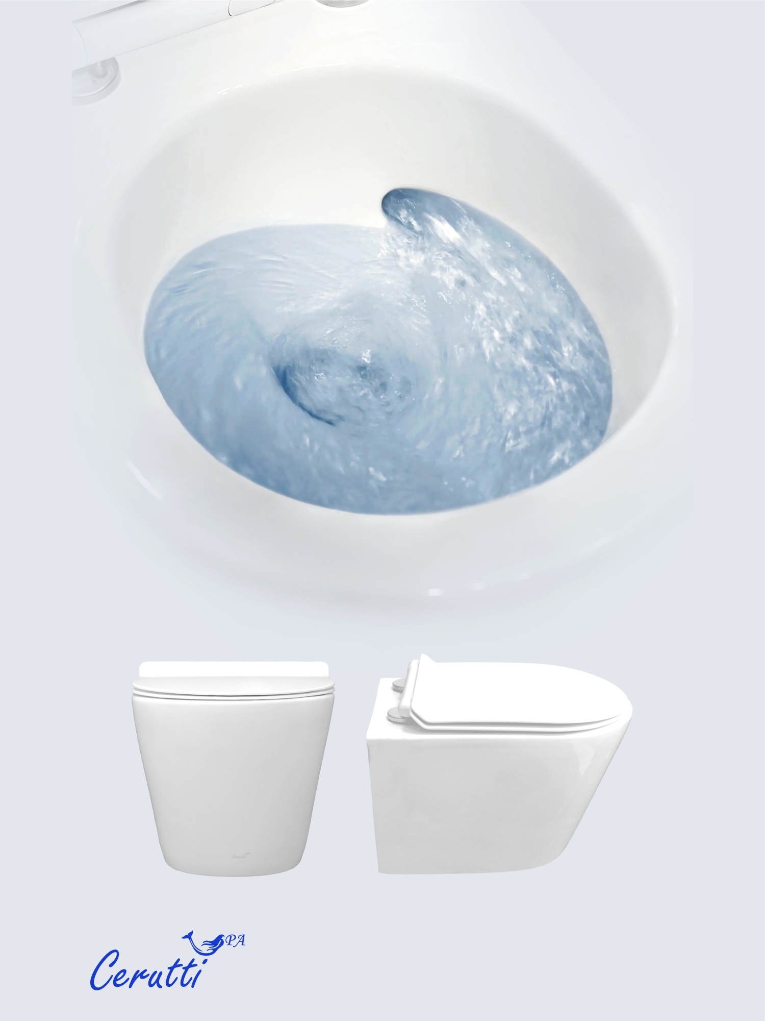 Унитаз LUIGI Aria Tornado подвесной безободковый со смывом торнадо Ceruttispa CT11101 (490x370x370)