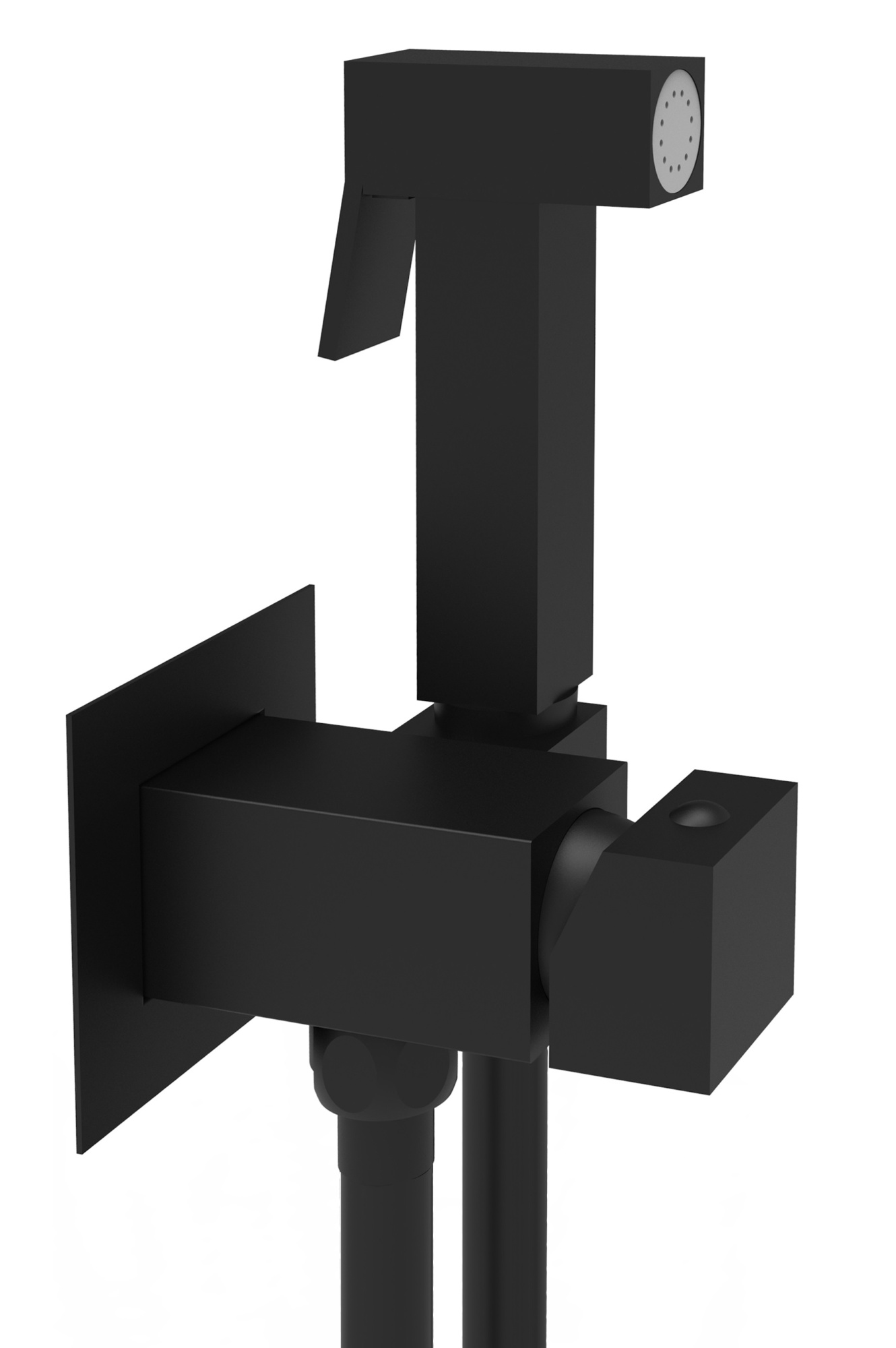 Set гигиен. Душа TWEET SQUARE  MIX душ и держатель из металла, шланг металл 1200мм, co СМЕСИТЕЛЕМ, цвет черный матовый