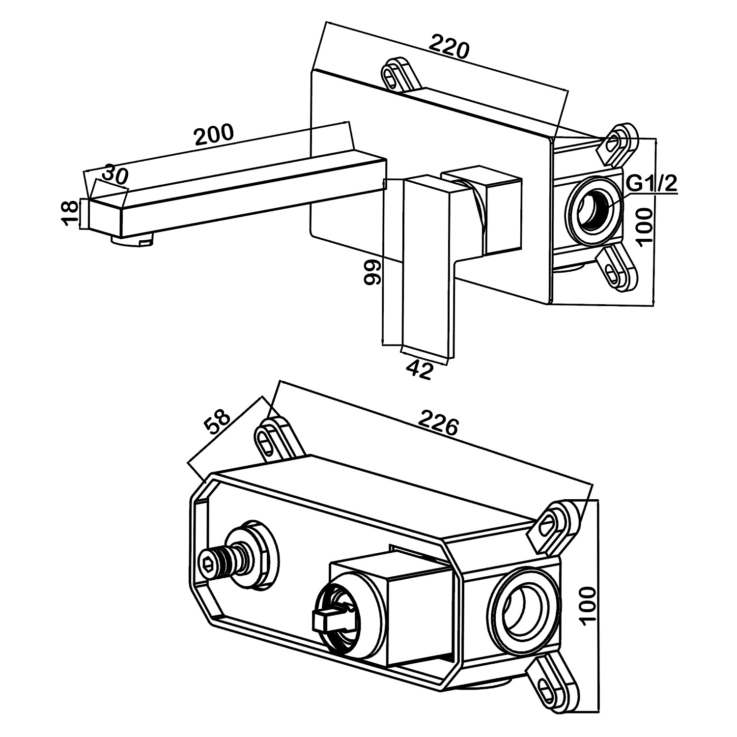 Смеситель для раковины встраиваемый Swedbe Platta 5501B