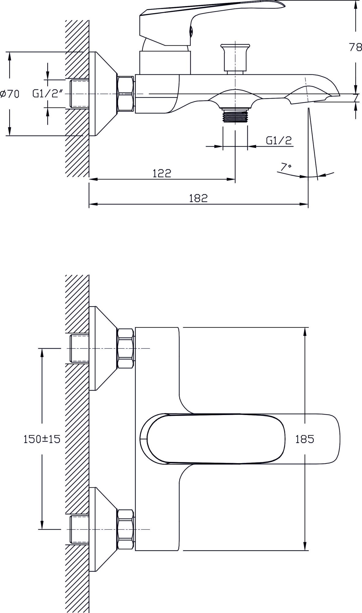 Смеситель для ванны с душем  RUSH Gozo (GZ3735-44)