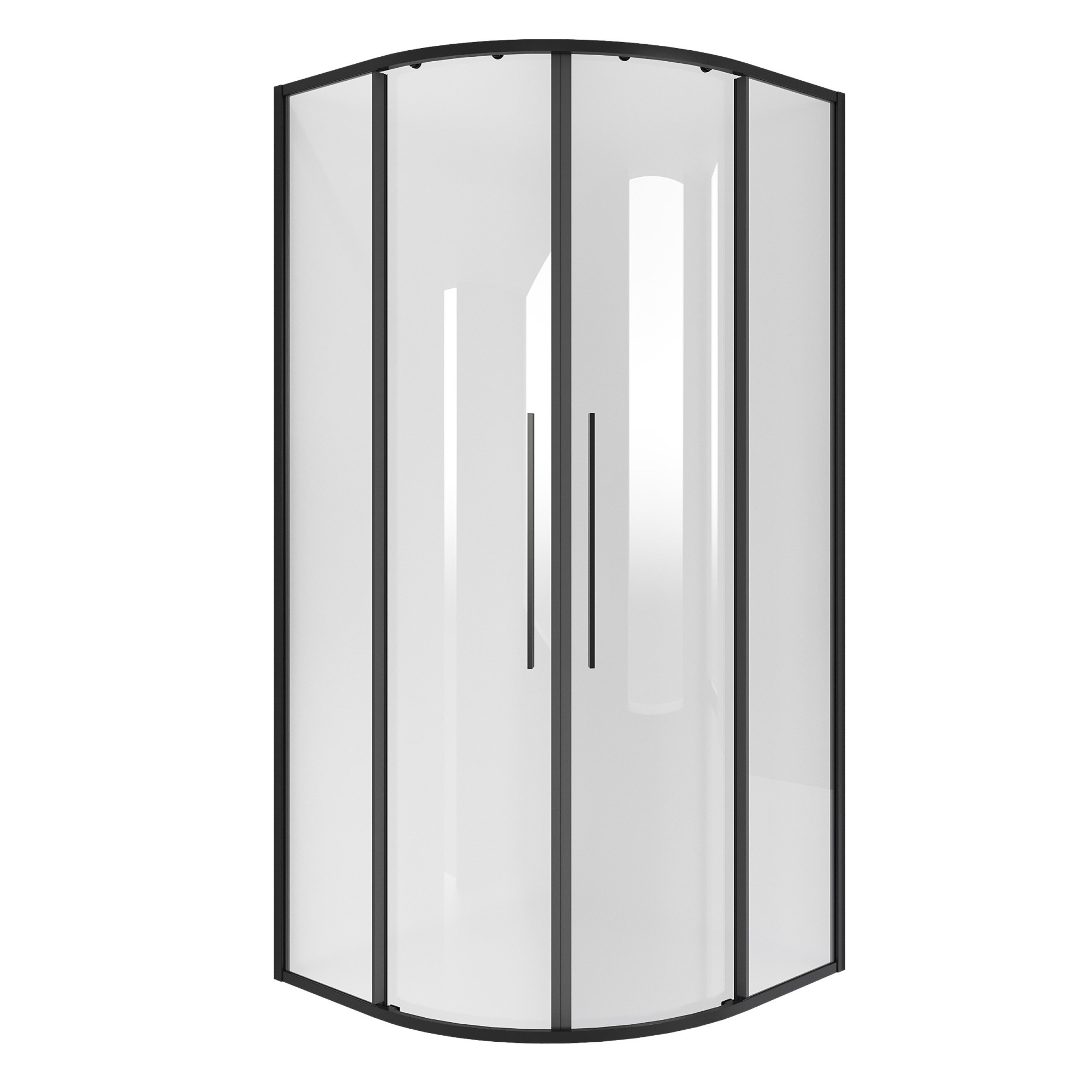 Душевое ограждение NG-6827-34BLACK (100*100*195) полукруг, раздижная, черный матов, стекло прозрач