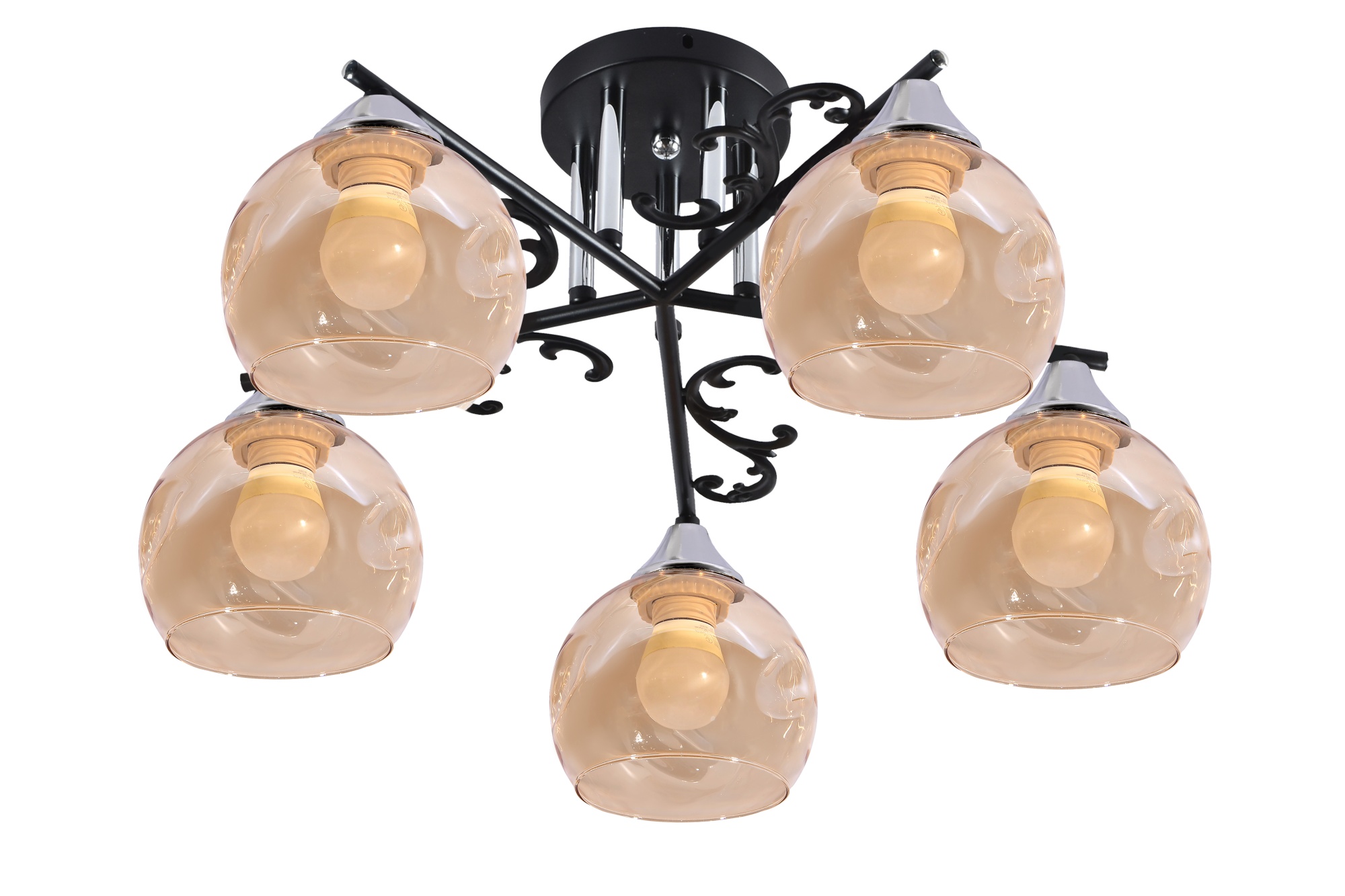 Светильник 11277В-2/5 черн.хром (Плафон 8425) НПБ 01-5х60-148 Е27 ИУ Светильник потолочный