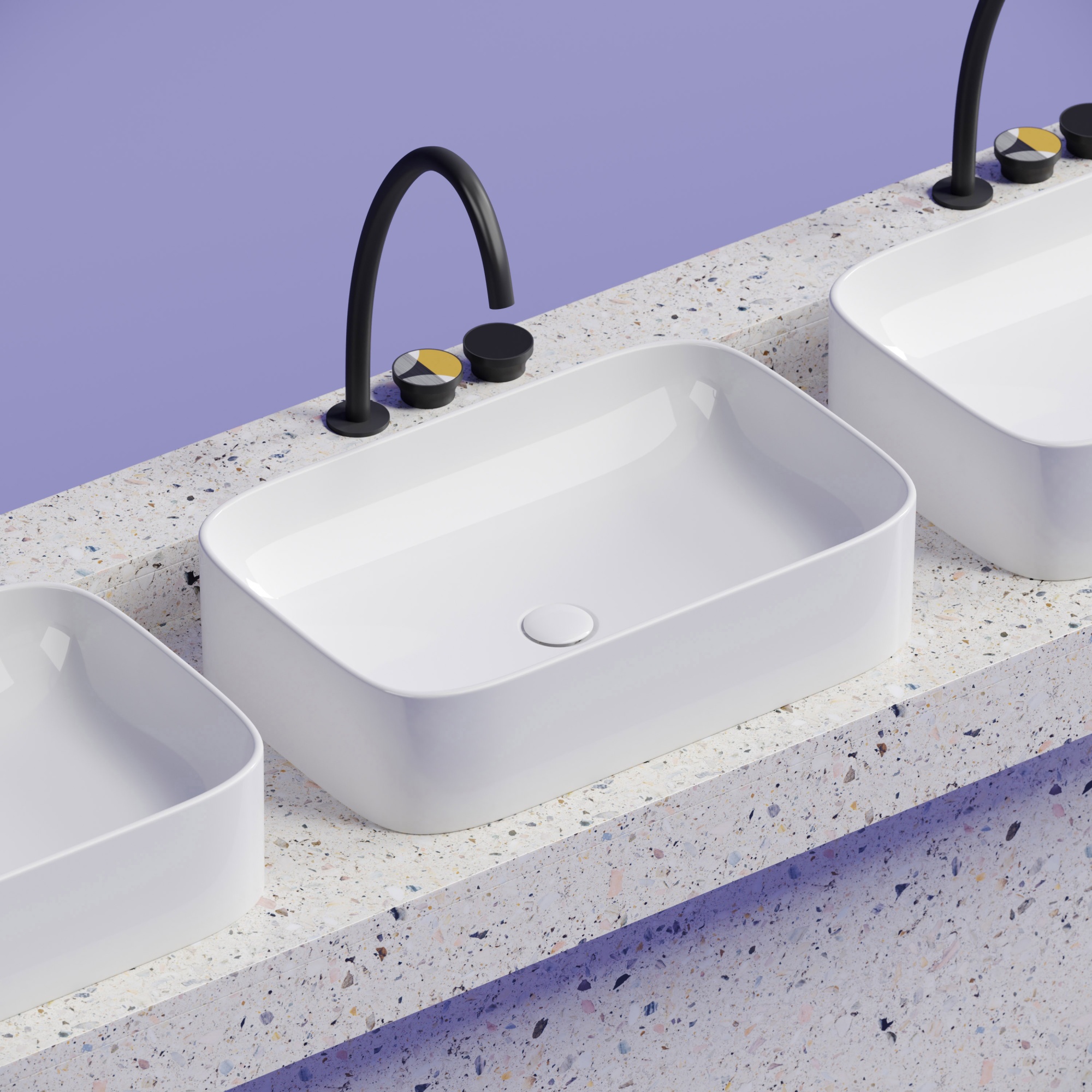 Умывальник чаша накладная прямоугольная Element 605*380*150мм, CN6053